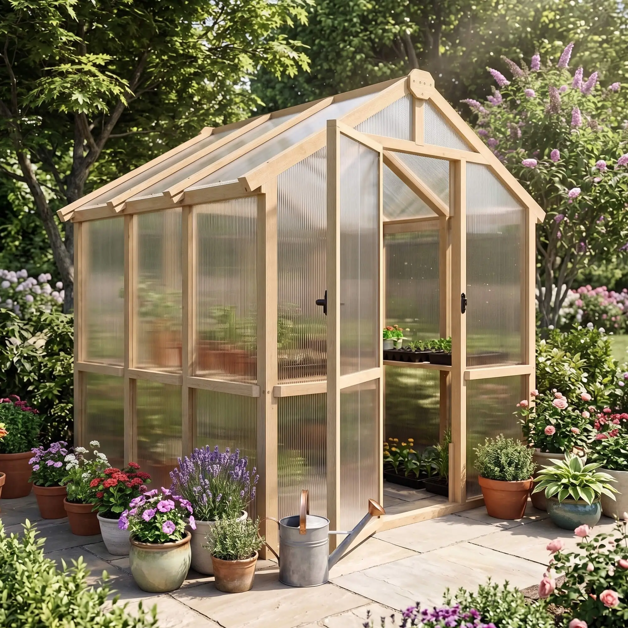 Outsunny 6.6 x 6ft Wooden Greenhouse, Brown - Image 12