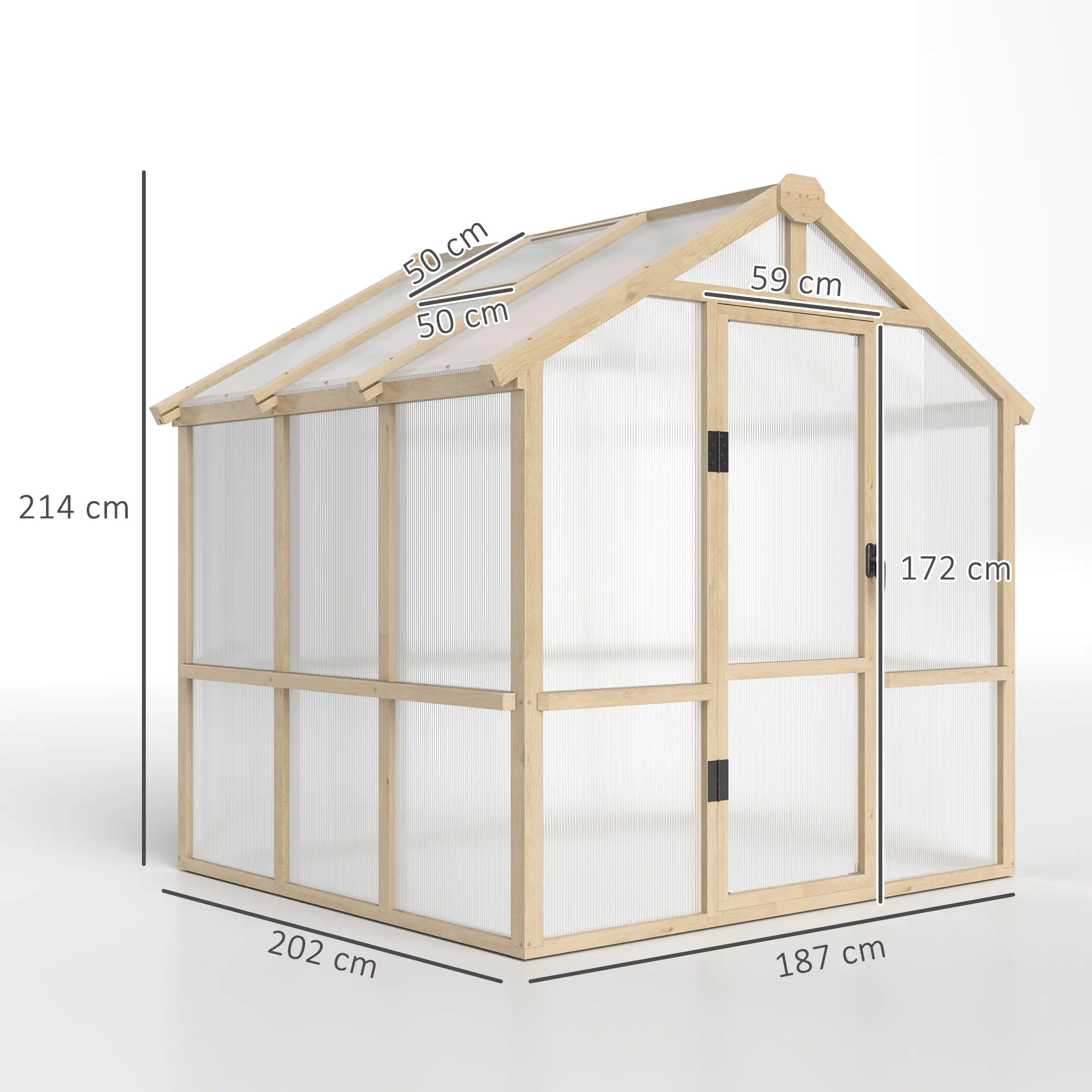 Outsunny 6.6 x 6ft Wooden Greenhouse, Brown - Image 14