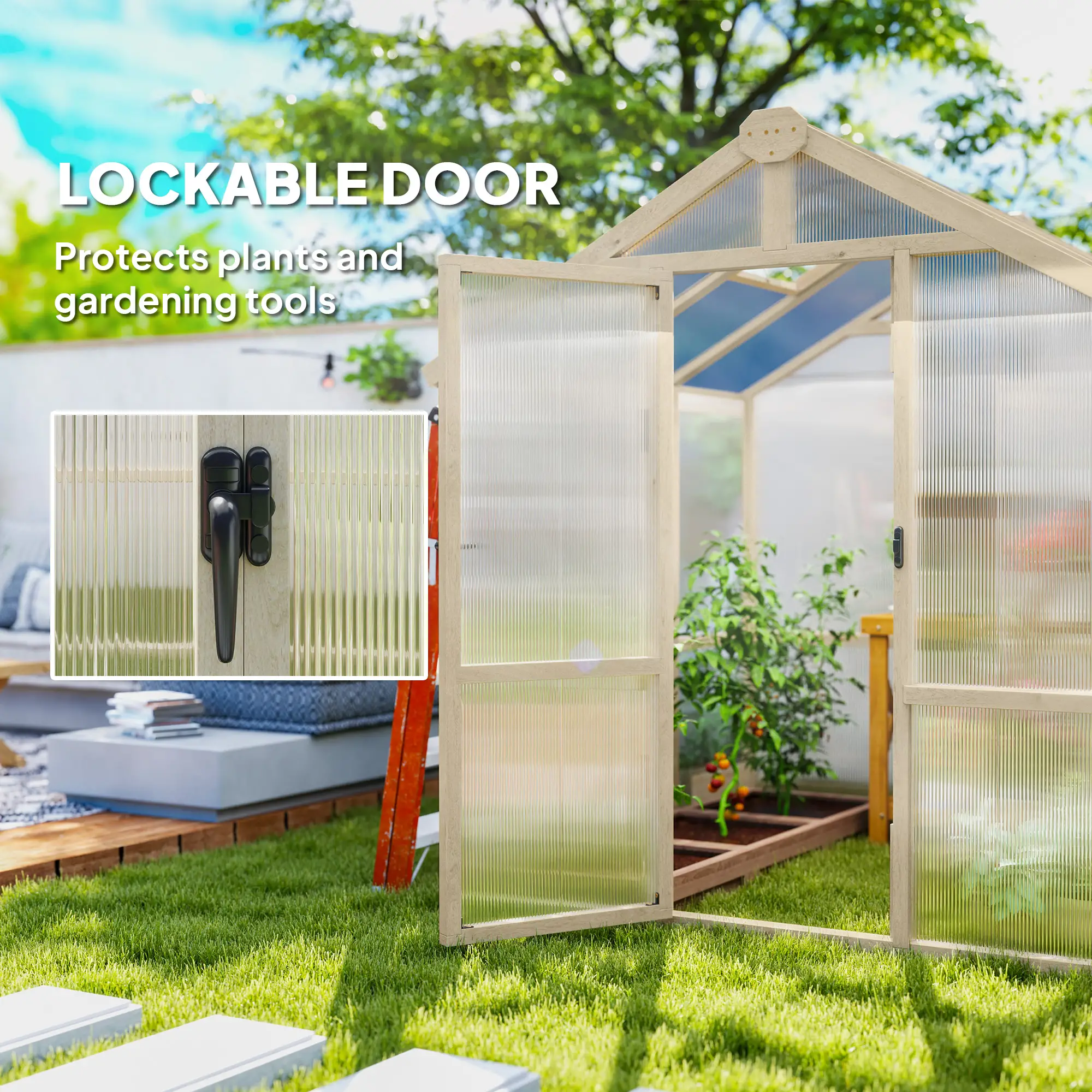 Outsunny 6.6 x 6ft Wooden Greenhouse, Brown - Image 18