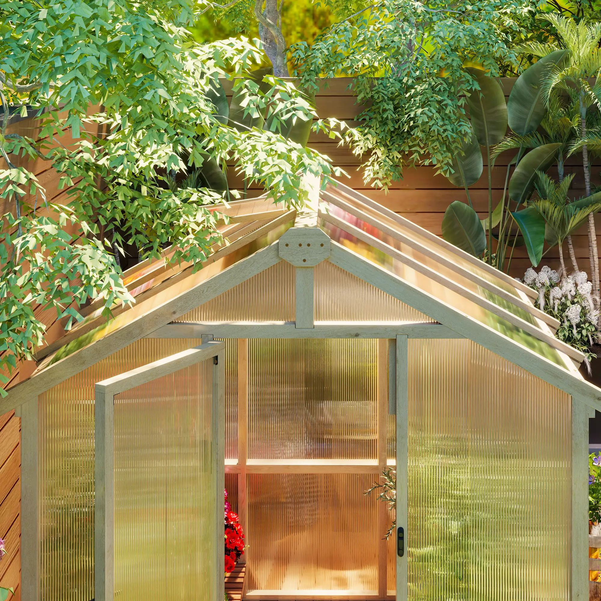 Outsunny 6.6 x 6ft Wooden Greenhouse, Brown - Image 20