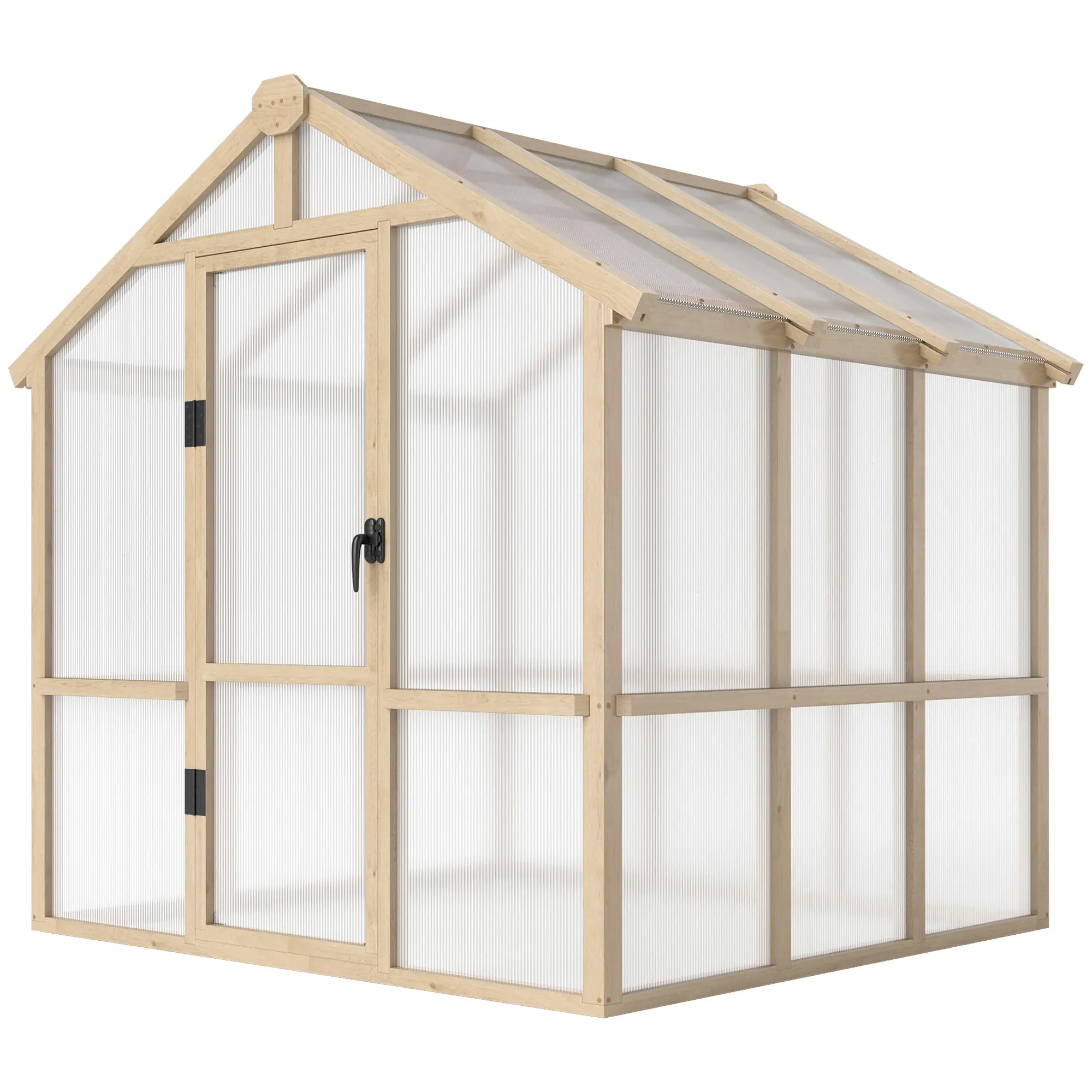 Outsunny 6.6 x 6ft Wooden Greenhouse, Brown - Image 22