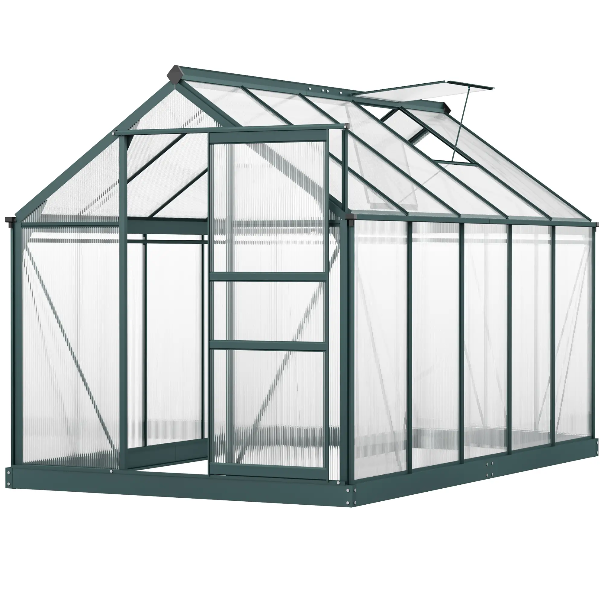 Outsunny 6 x 10ft Polycarbonate Greenhouse, Dark Green - Image 13