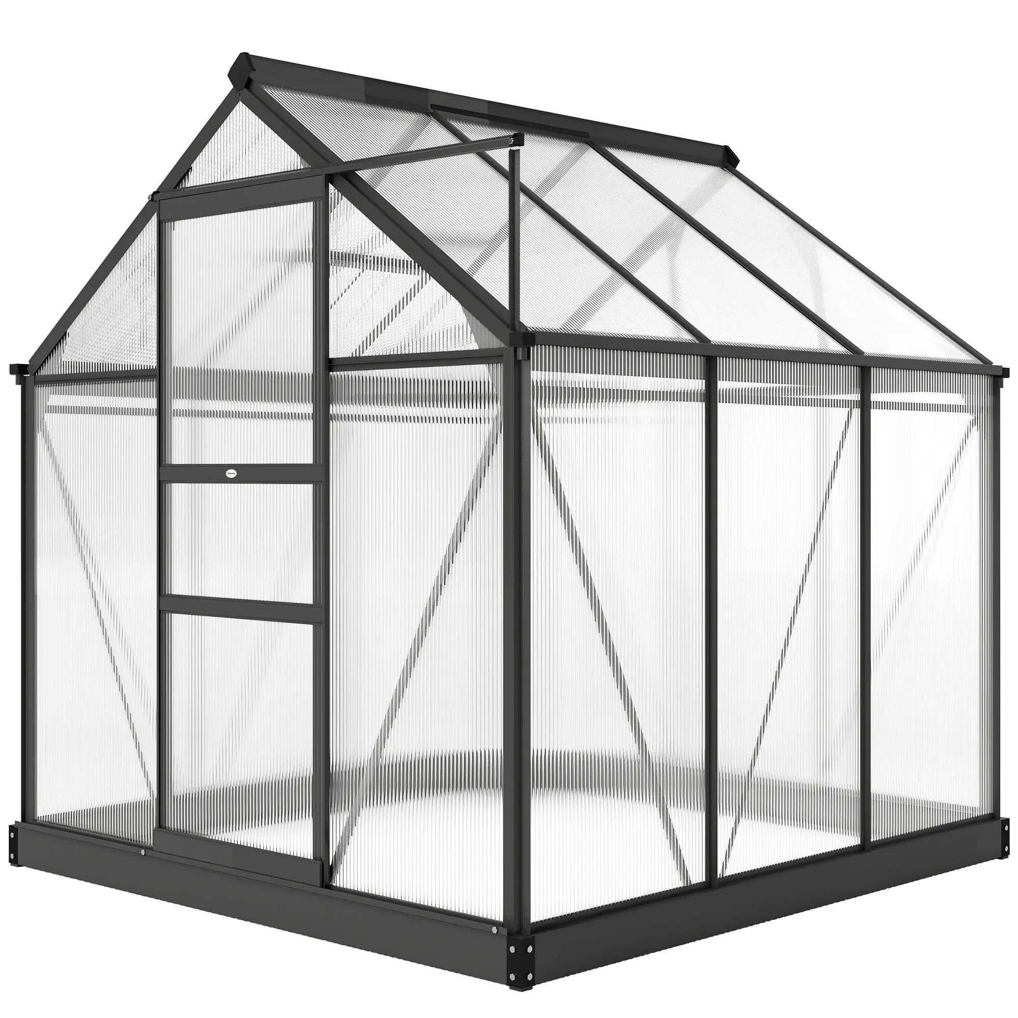 Outsunny 6 x 6ft Polycarbonate Greenhouse, Grey - Image 10