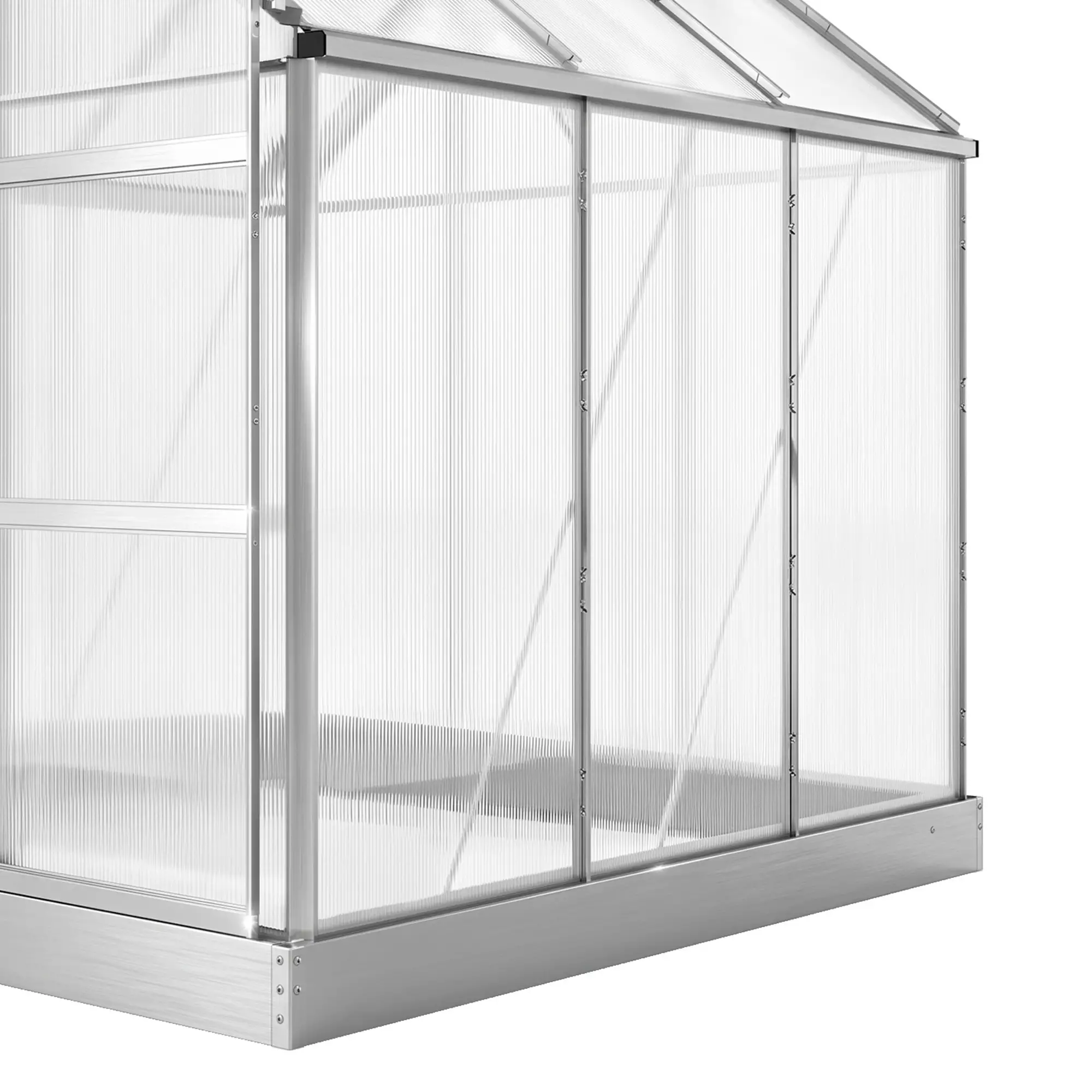 Outsunny 6 x 6ft Polycarbonate Greenhouse, Silver - Image 12