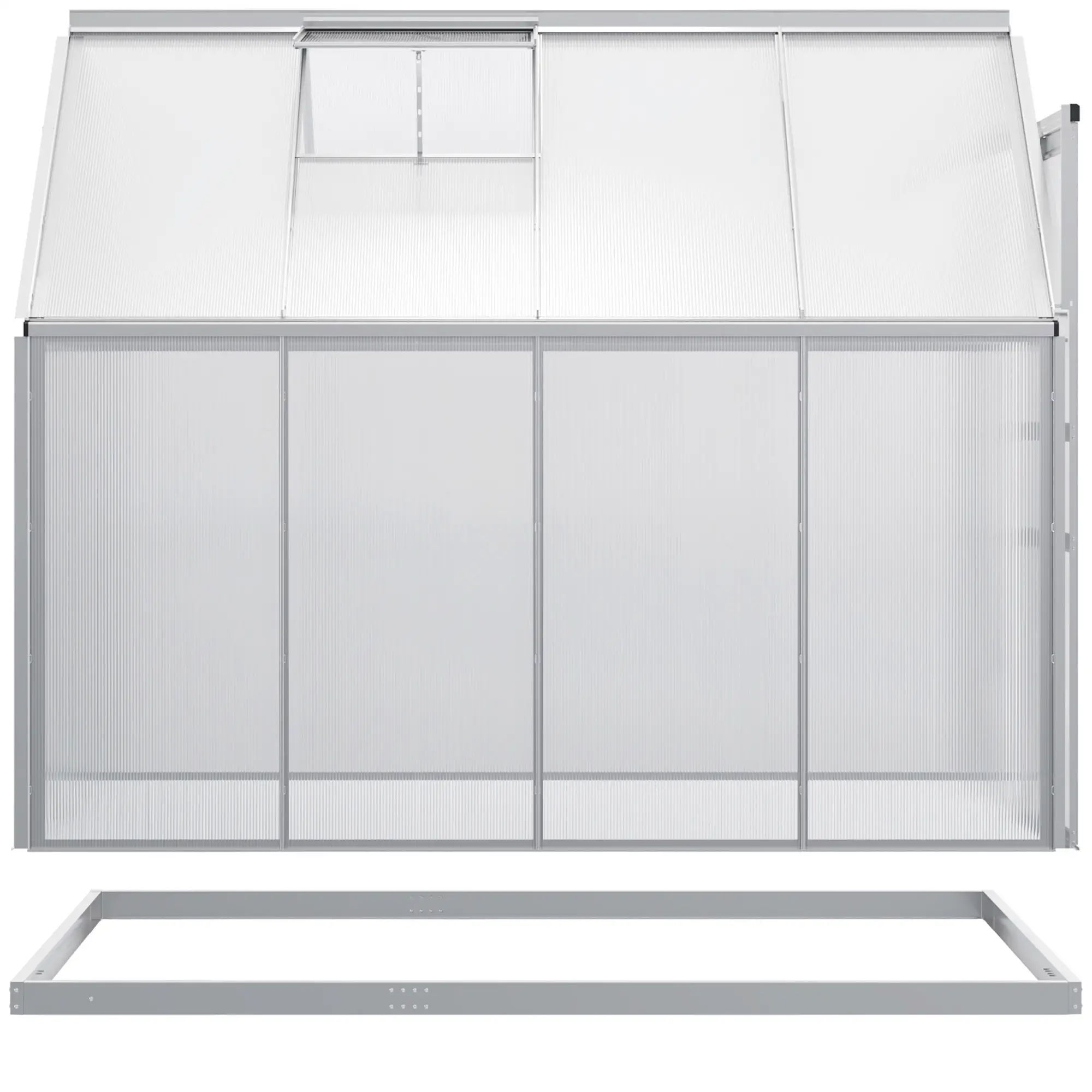 Outsunny 190 x 253cm Polycarbonate Greenhouse, Silver - Image 11