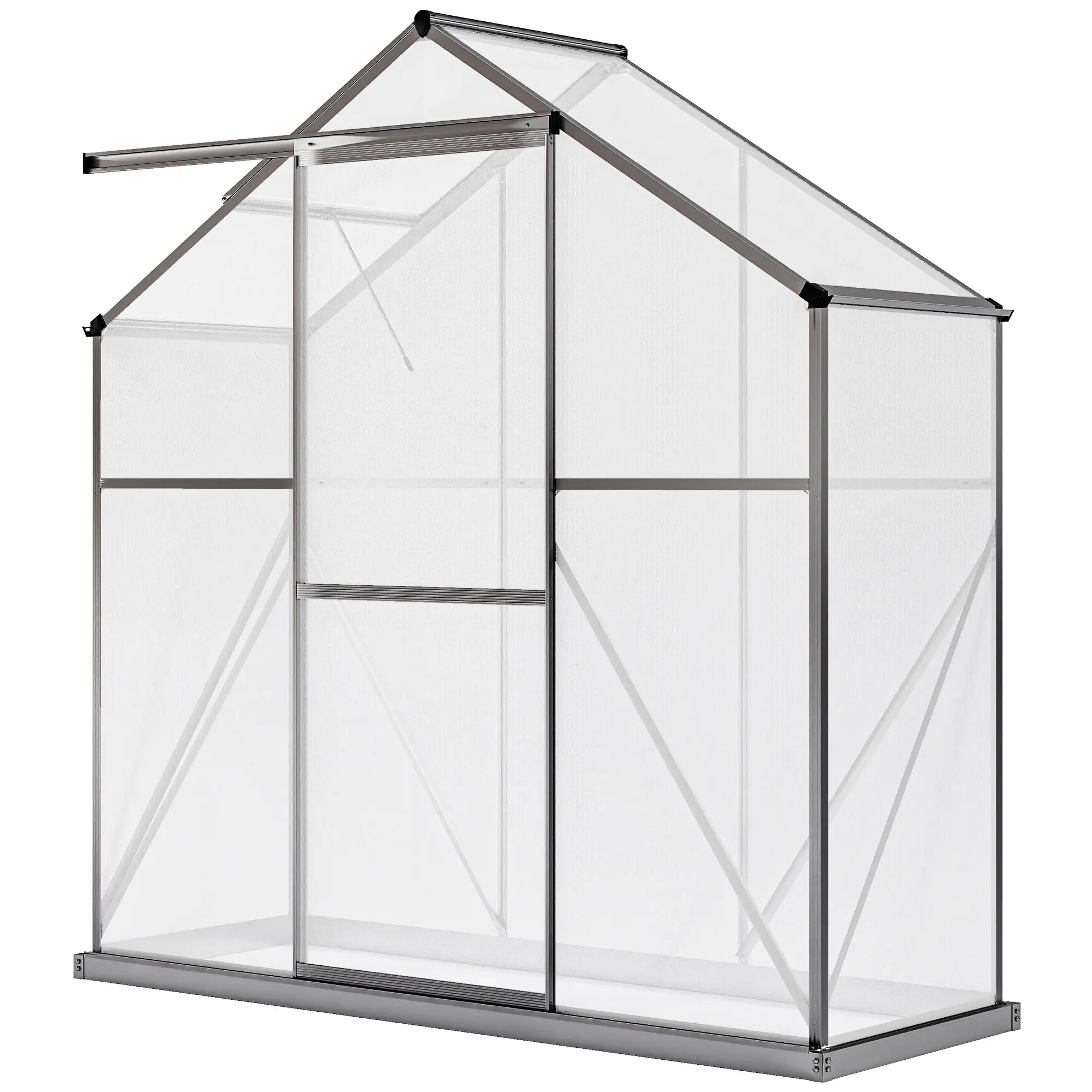 Outsunny 6 x 2.5ft Polycarbonate Greenhouse, Dark Grey - Image 11