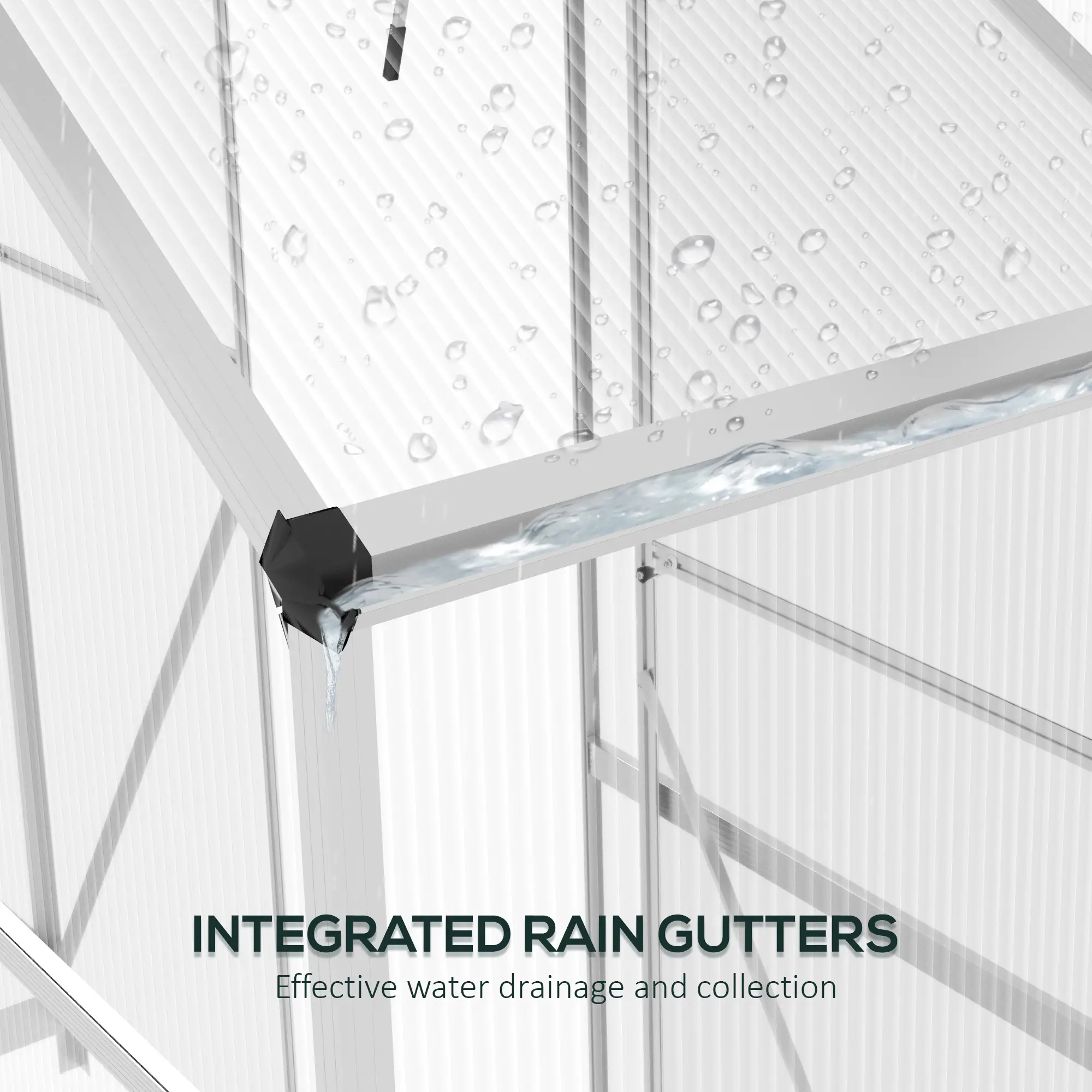 Outsunny 6 x 2.5ft Polycarbonate Greenhouse, Silver - Image 8