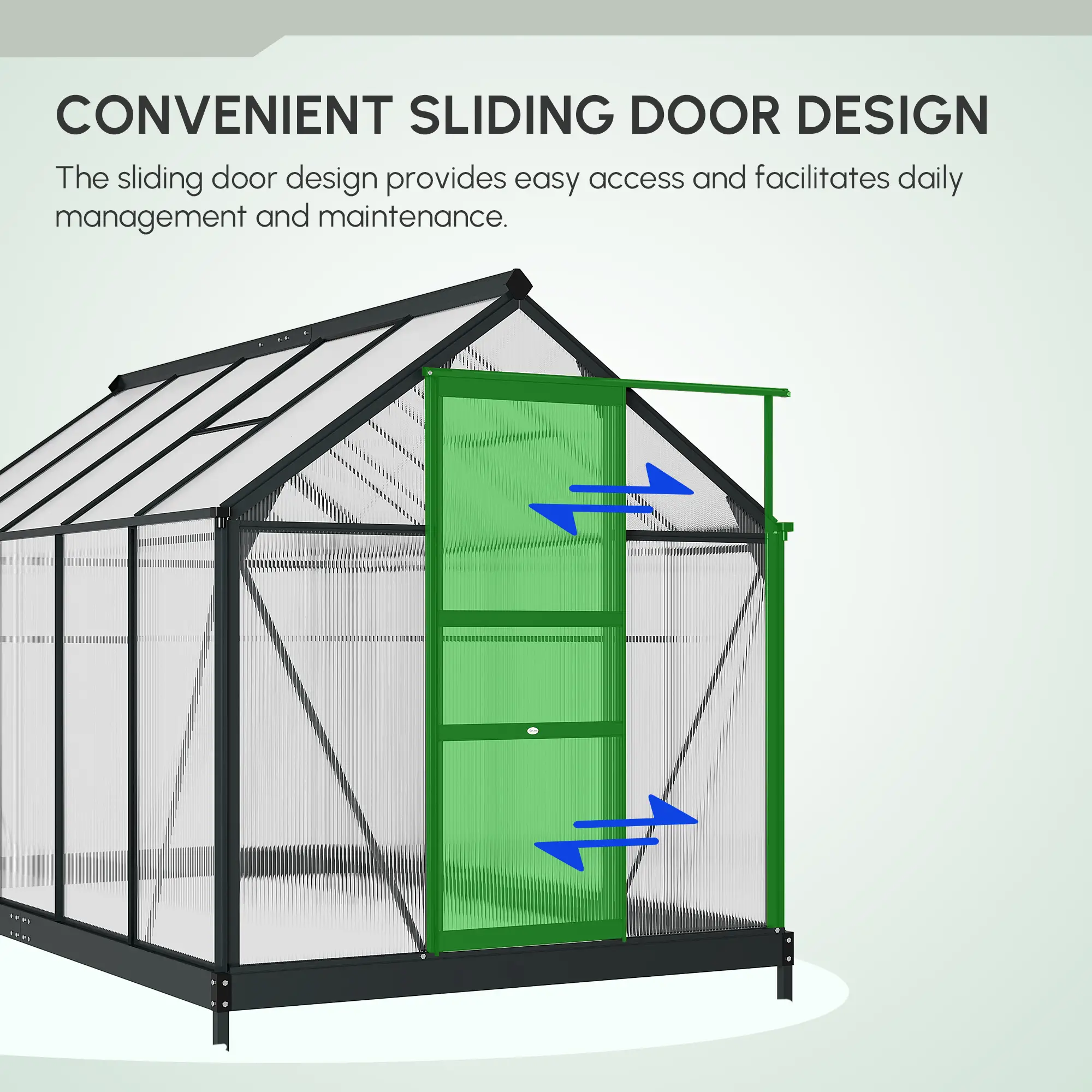 Outsunny 6 x 10ft Polycarbonate Greenhouse, Grey - Image 7