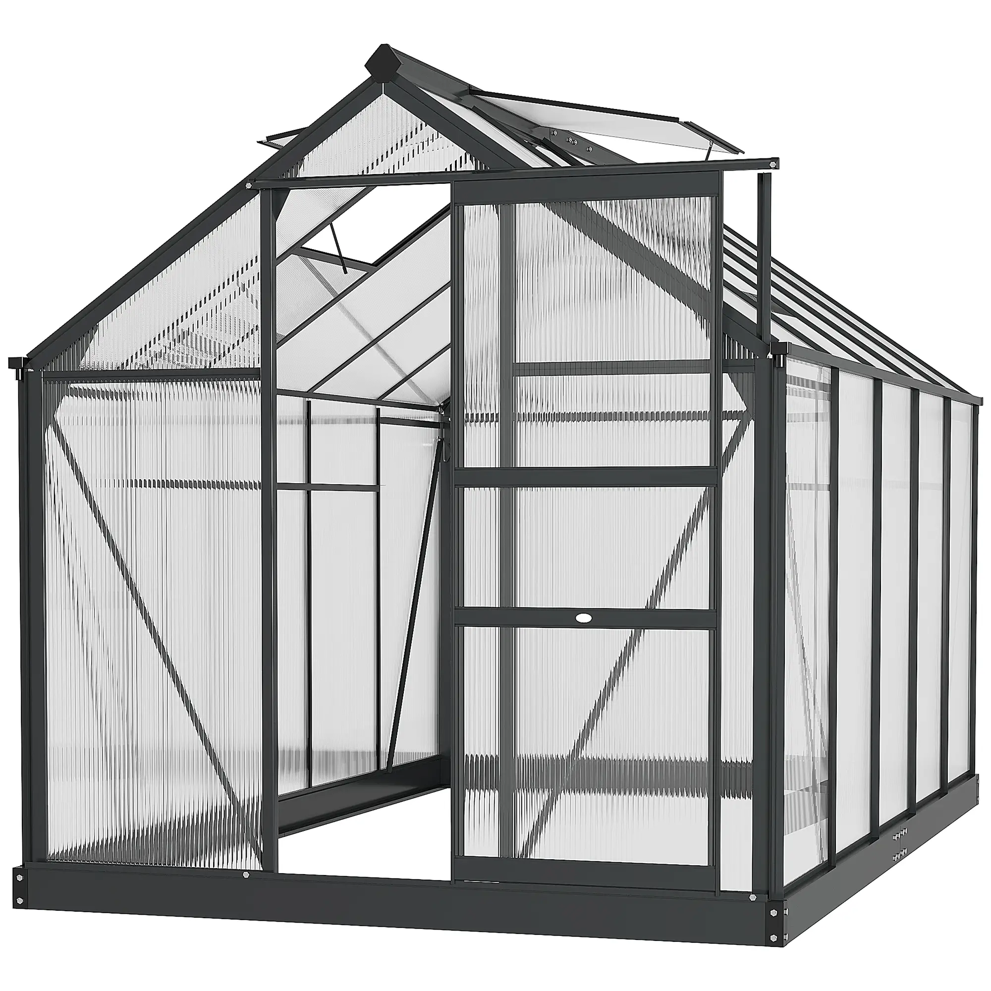 Outsunny 6 x 10ft Polycarbonate Greenhouse, Grey - Image 12