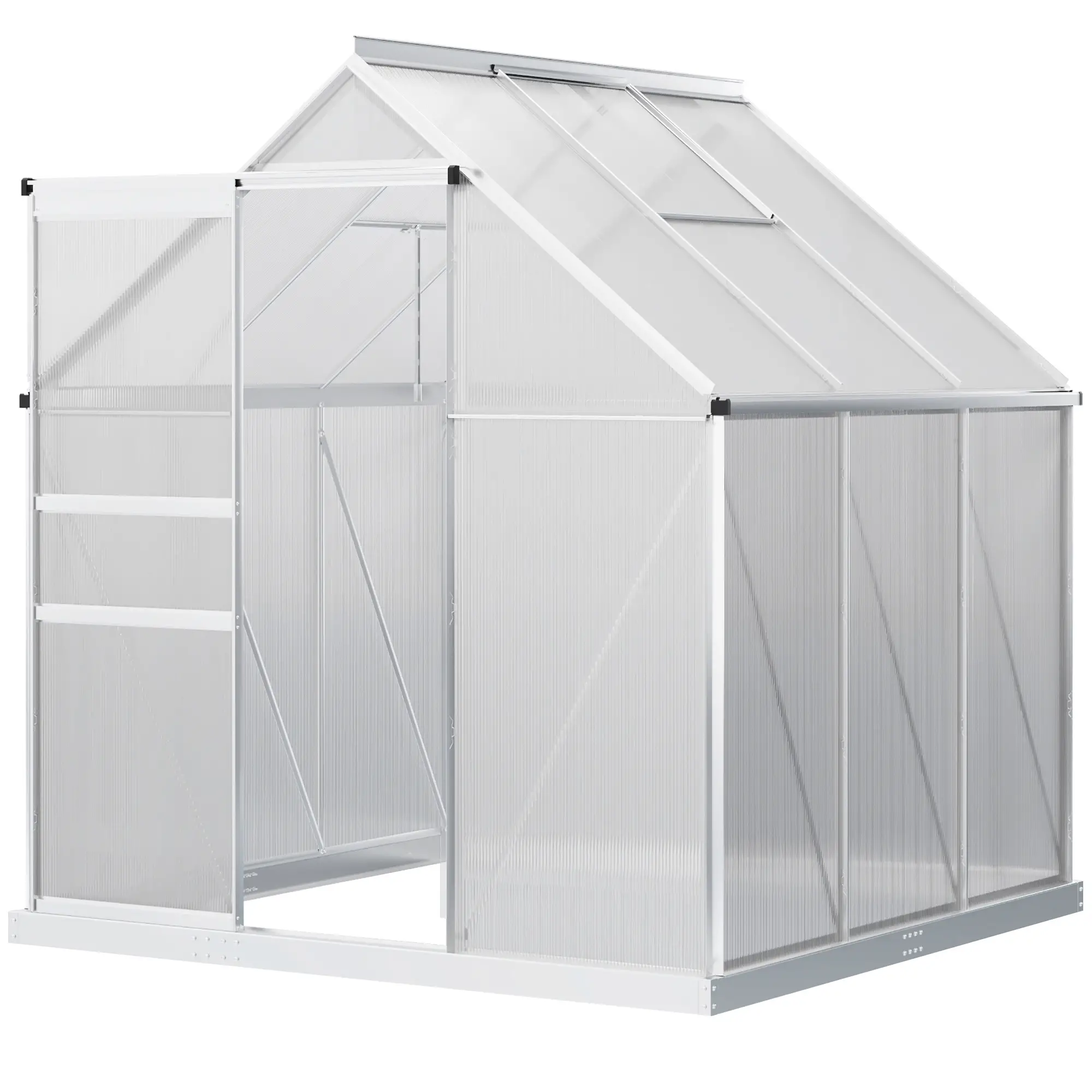 Outsunny 190 x 190cm Polycarbonate Greenhouse, Silver - Image 15
