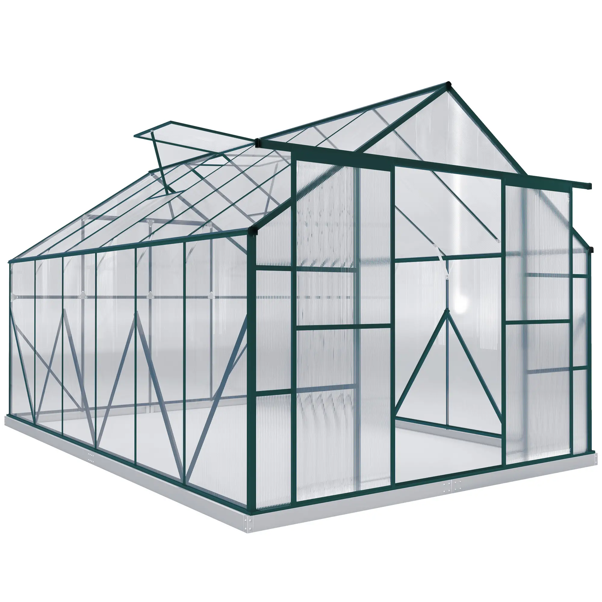 Outsunny 8 x 12ft Polycarbonate Greenhouse, Green - Image 15