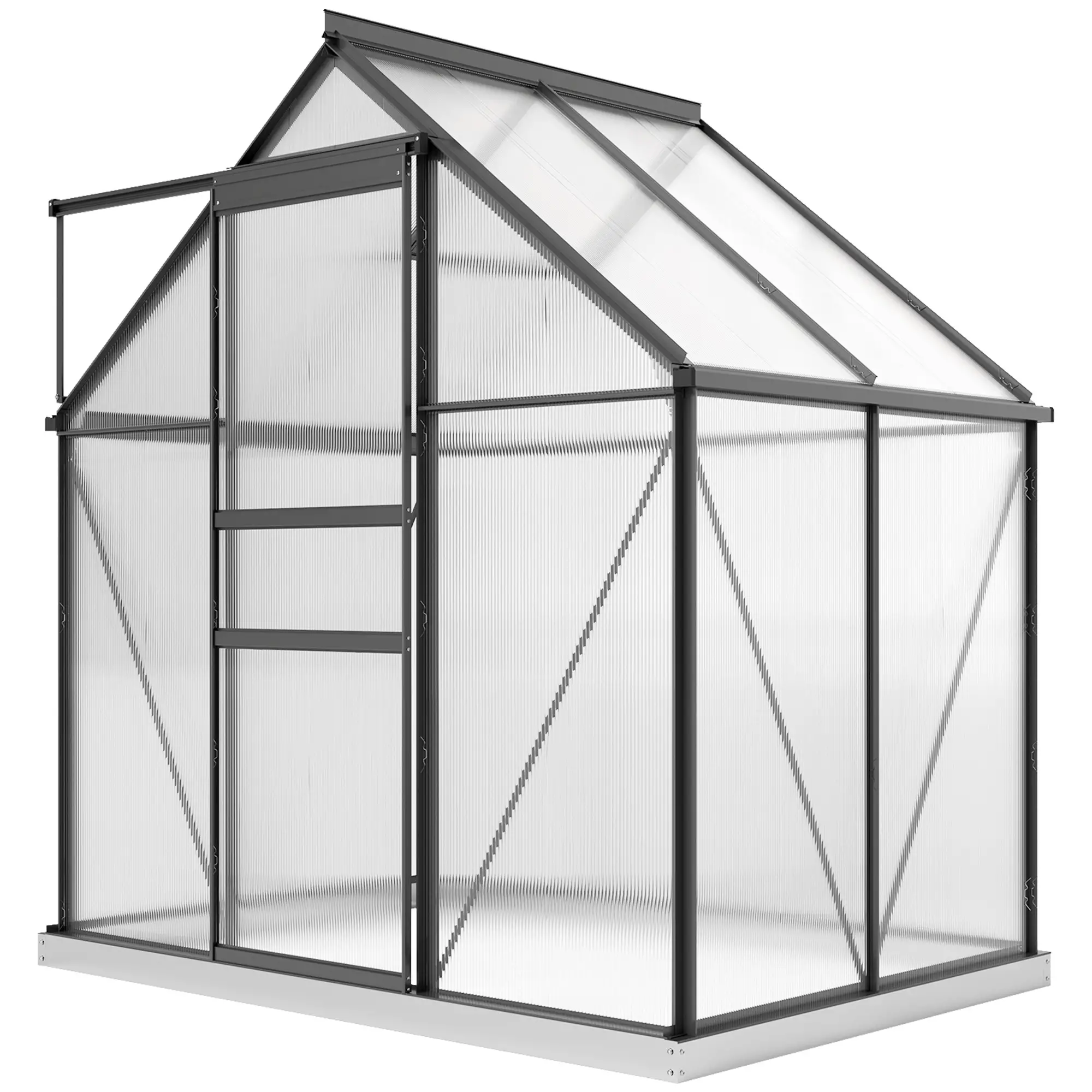 Outsunny 192.5 x 131cm Polycarbonate Greenhouse, Grey - Image 15