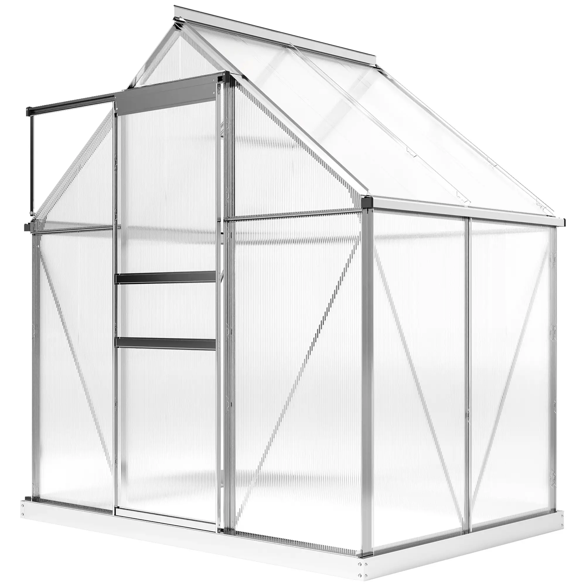 Outsunny 192.5 x 131cm Polycarbonate Greenhouse, Silver - Image 11