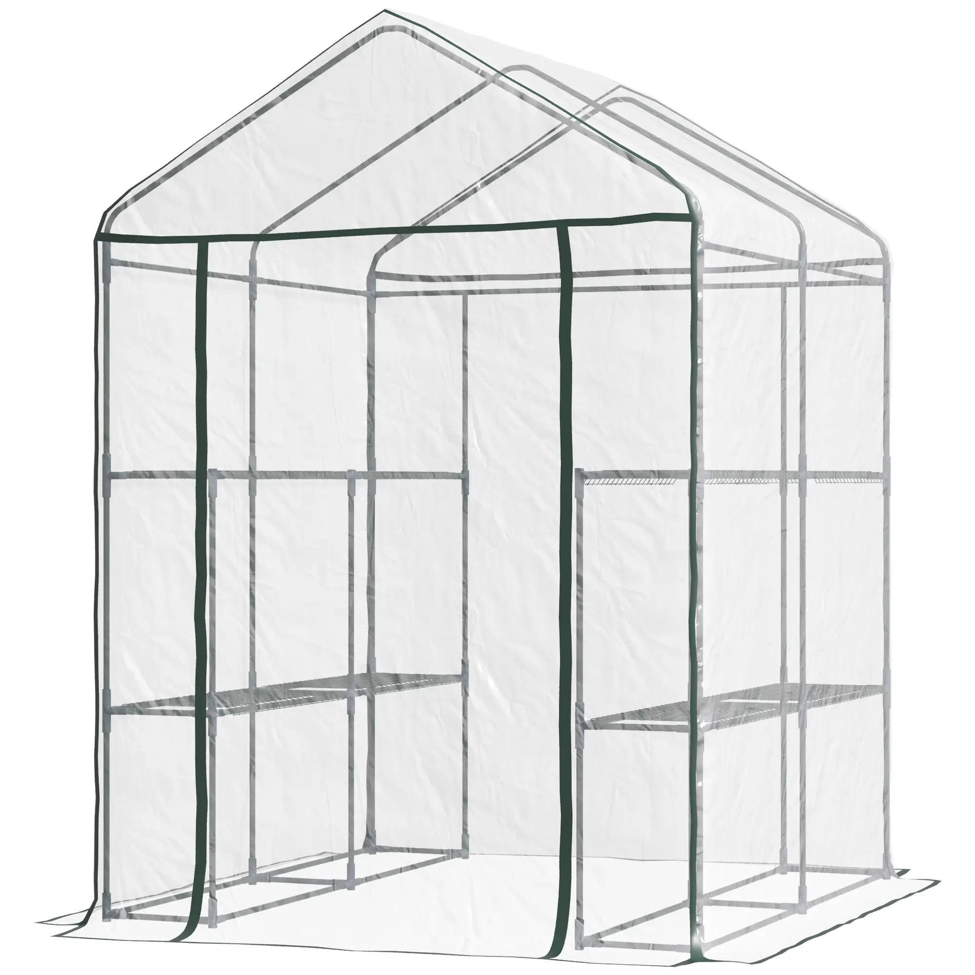 Outsunny 143 x 143cm Walk-in Greenhouse, Green / Clear - Image 10