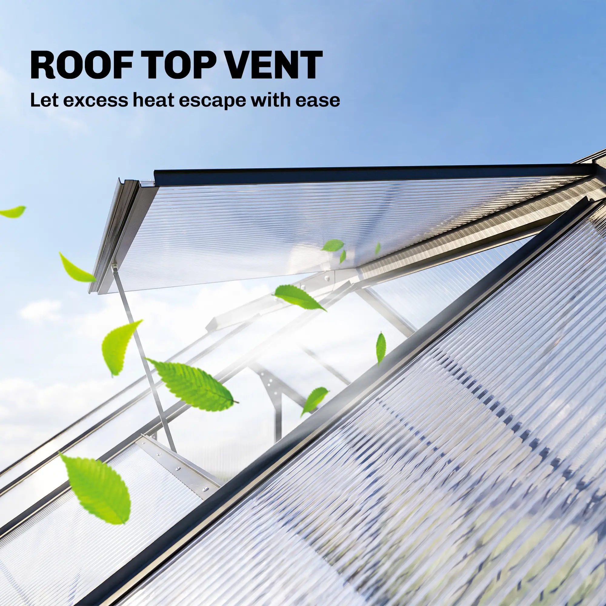 Outsunny 6 x 8ft Polycarbonate Greenhouse, Grey - Image 5