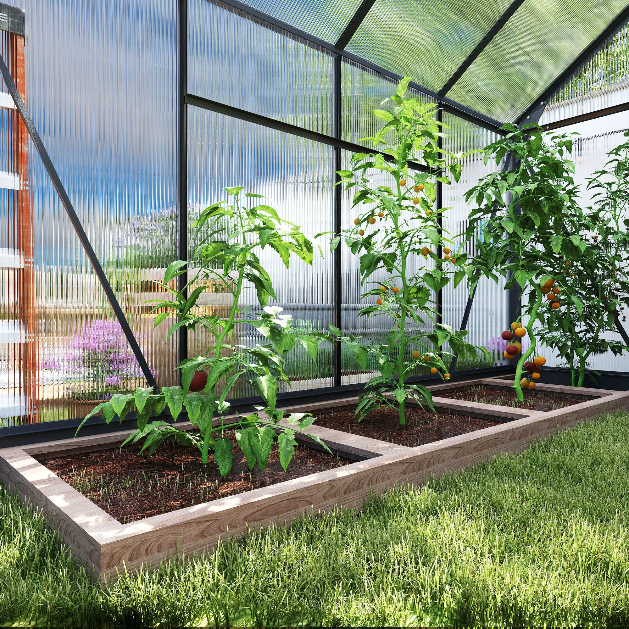 Outsunny 6 x 8ft Polycarbonate Greenhouse, Grey - Image 9