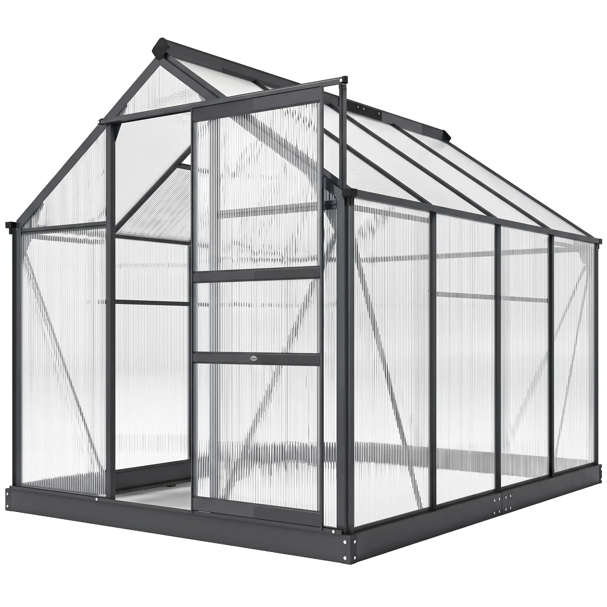Outsunny 6 x 8ft Polycarbonate Greenhouse, Grey - Image 10