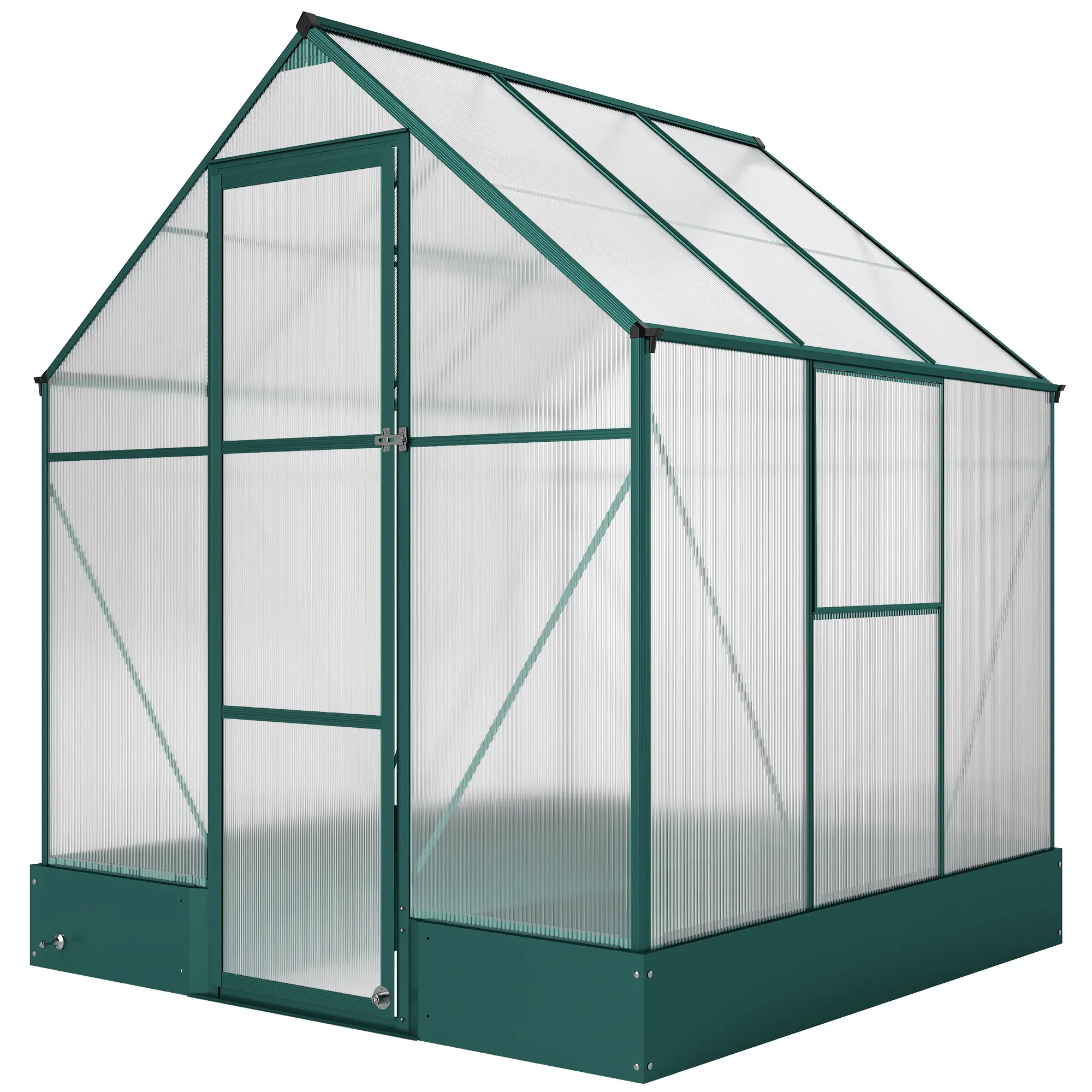 Outsunny 6 x 6ft Polycarbonate Greenhouse, Green - Image 10