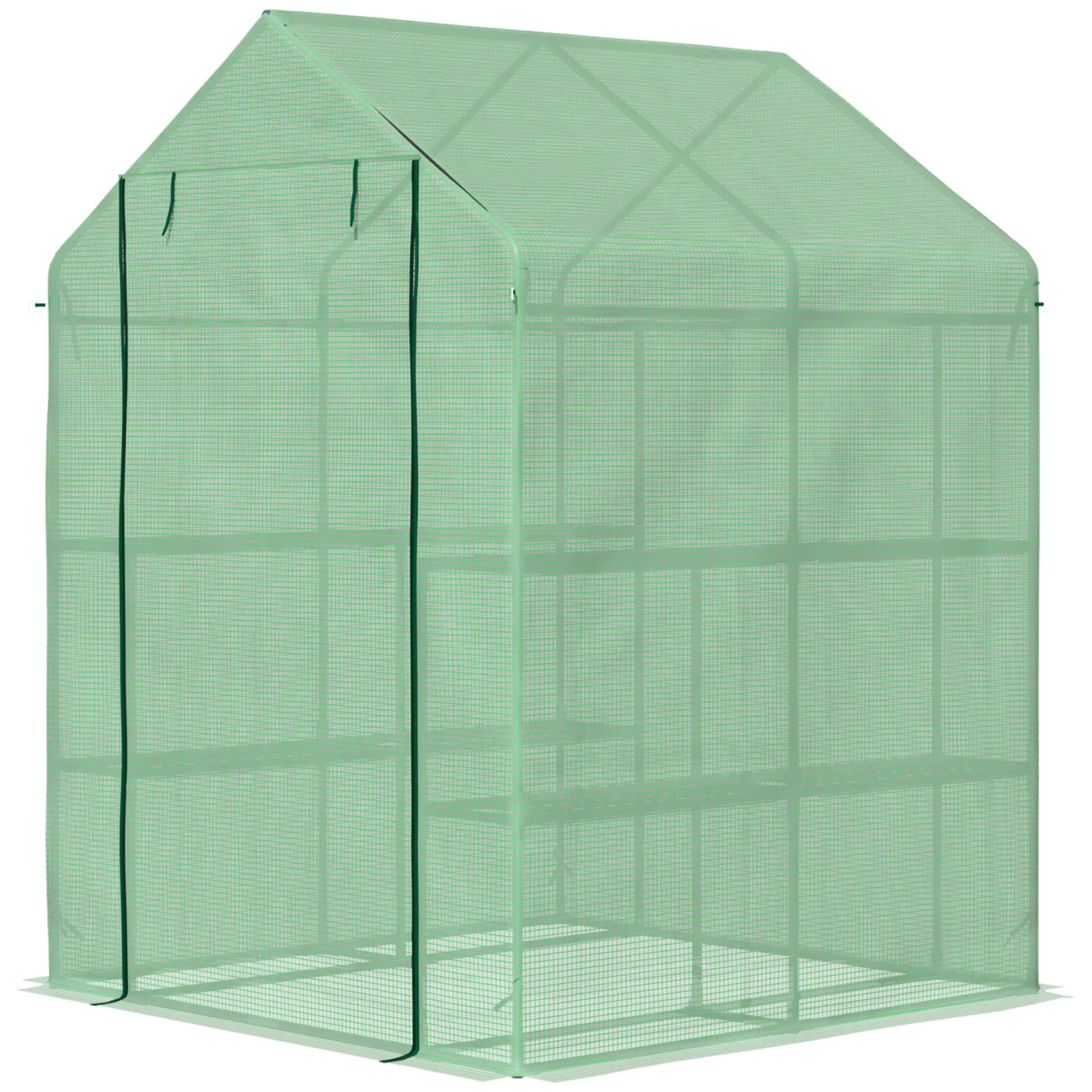 Outsunny 143 x 138cm Walk-in Greenhouse, Green - Image 14