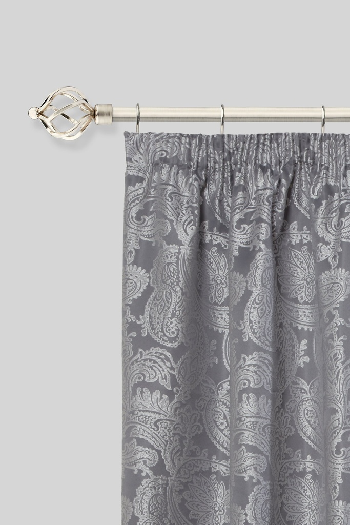 Cage - Extendable Curtain Pole in Brushed Silver (with rings) - Image 2