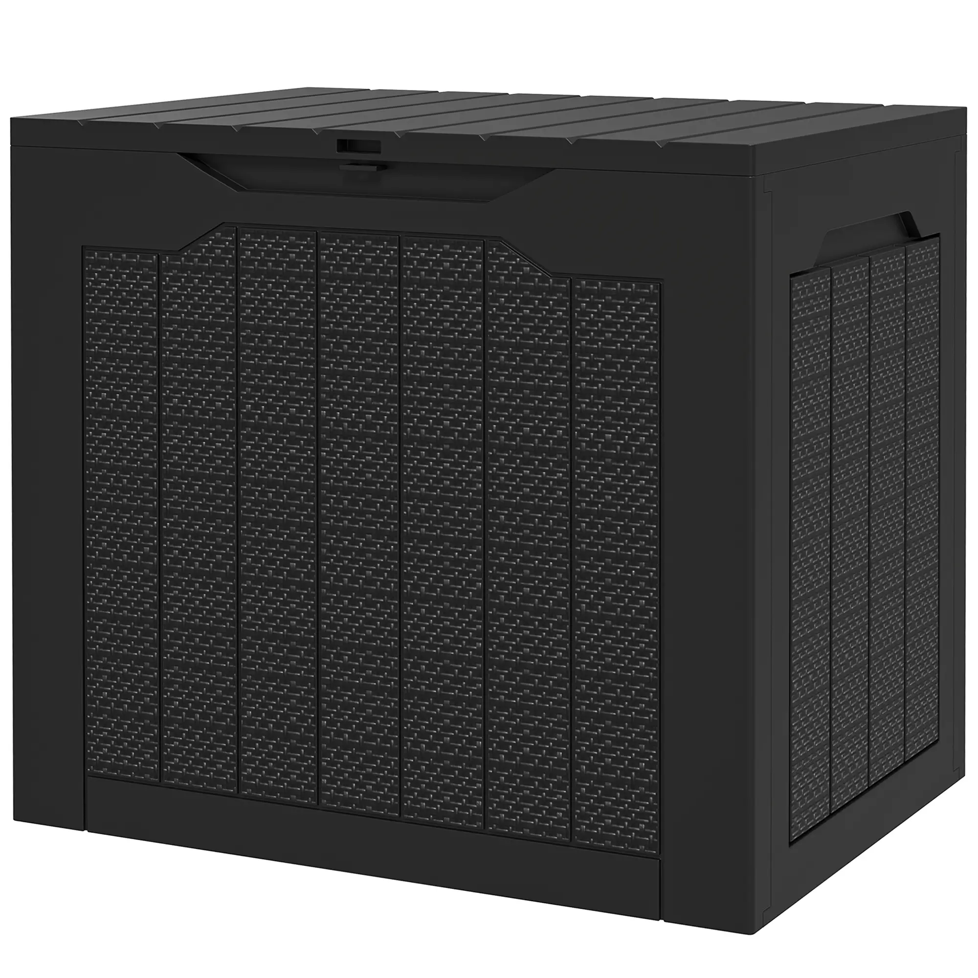 Outsunny 97L Plastic Garden Storage Box, Black - Image 11