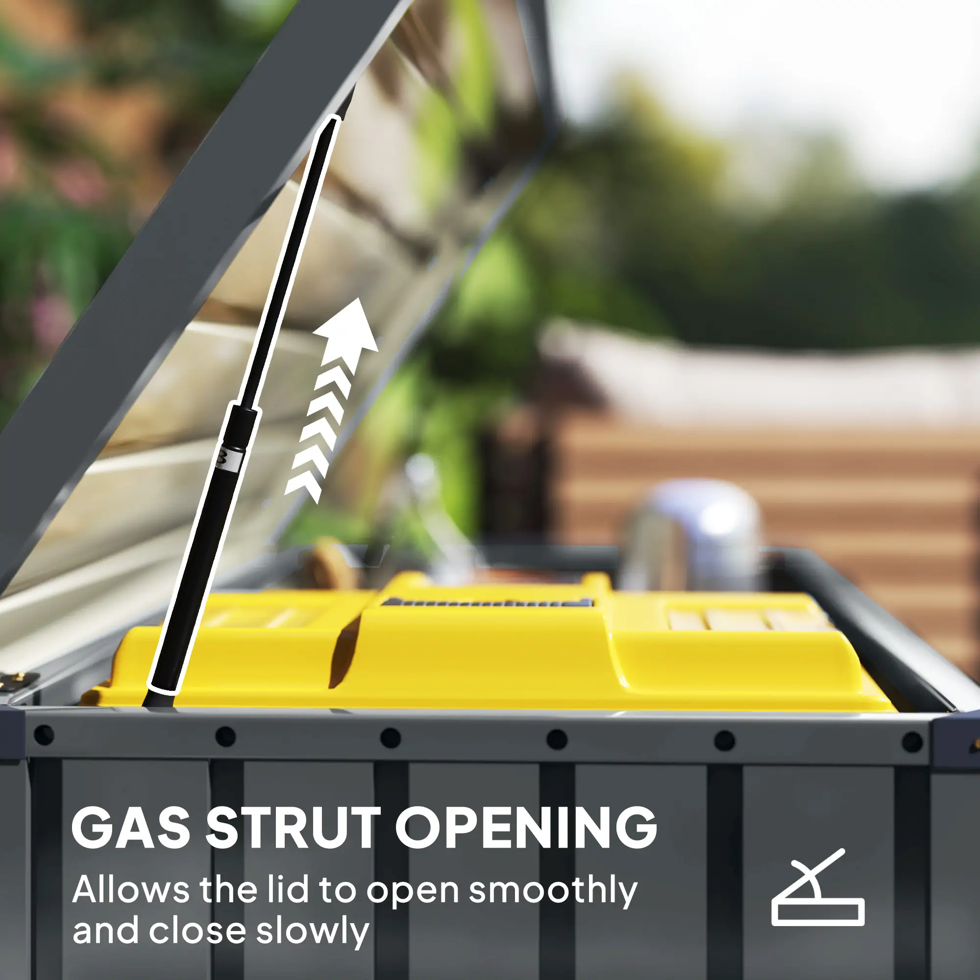 Outsunny 400L Steel Garden Storage Box, Dark Grey - Image 4