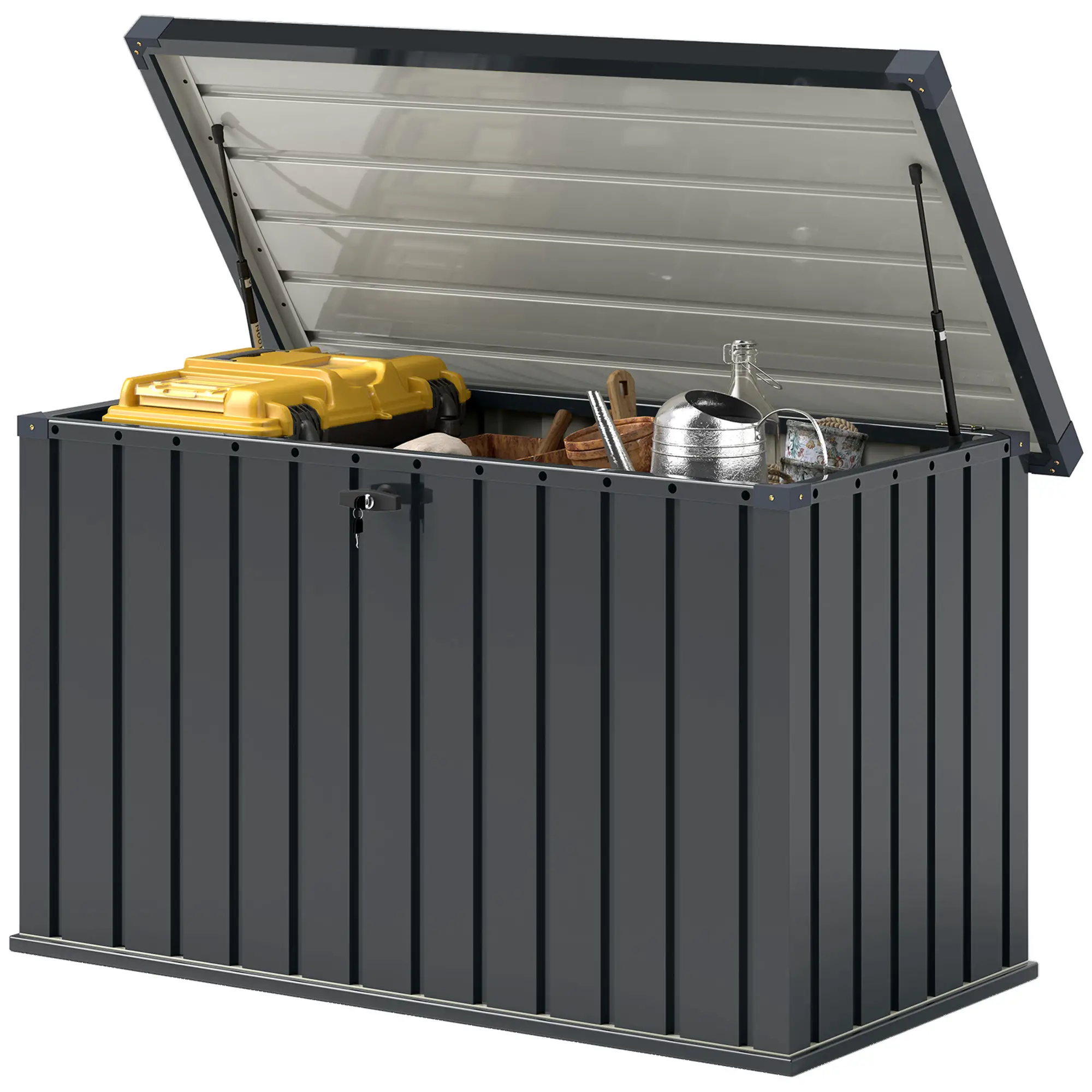 Outsunny 400L Steel Garden Storage Box, Dark Grey - Image 11