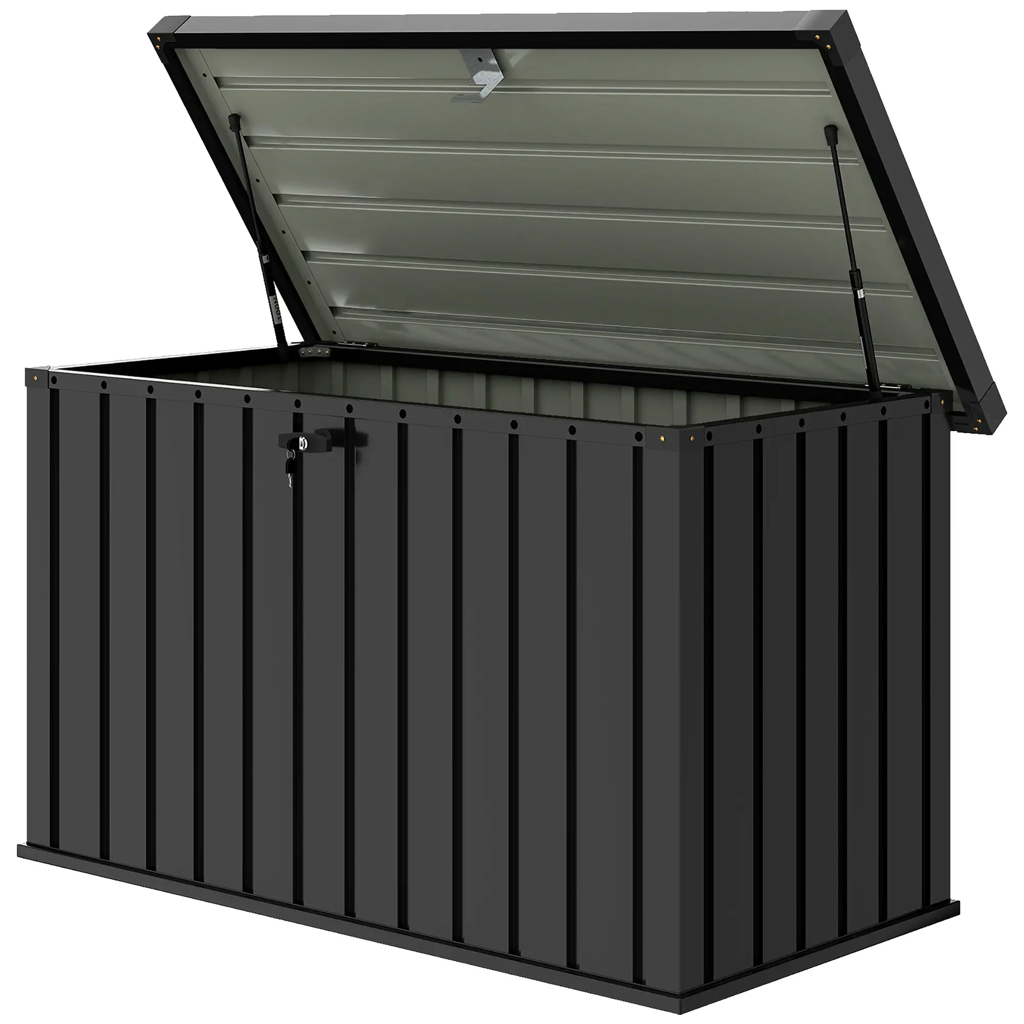 Outsunny 400L Steel Garden Storage Box, Black - Image 11