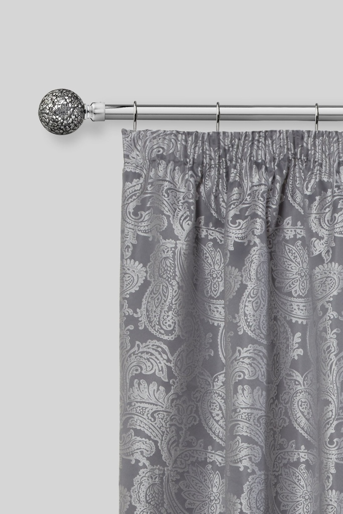 Mirrored - Extendable Curtain Pole in Chrome (With rings) - Image 2