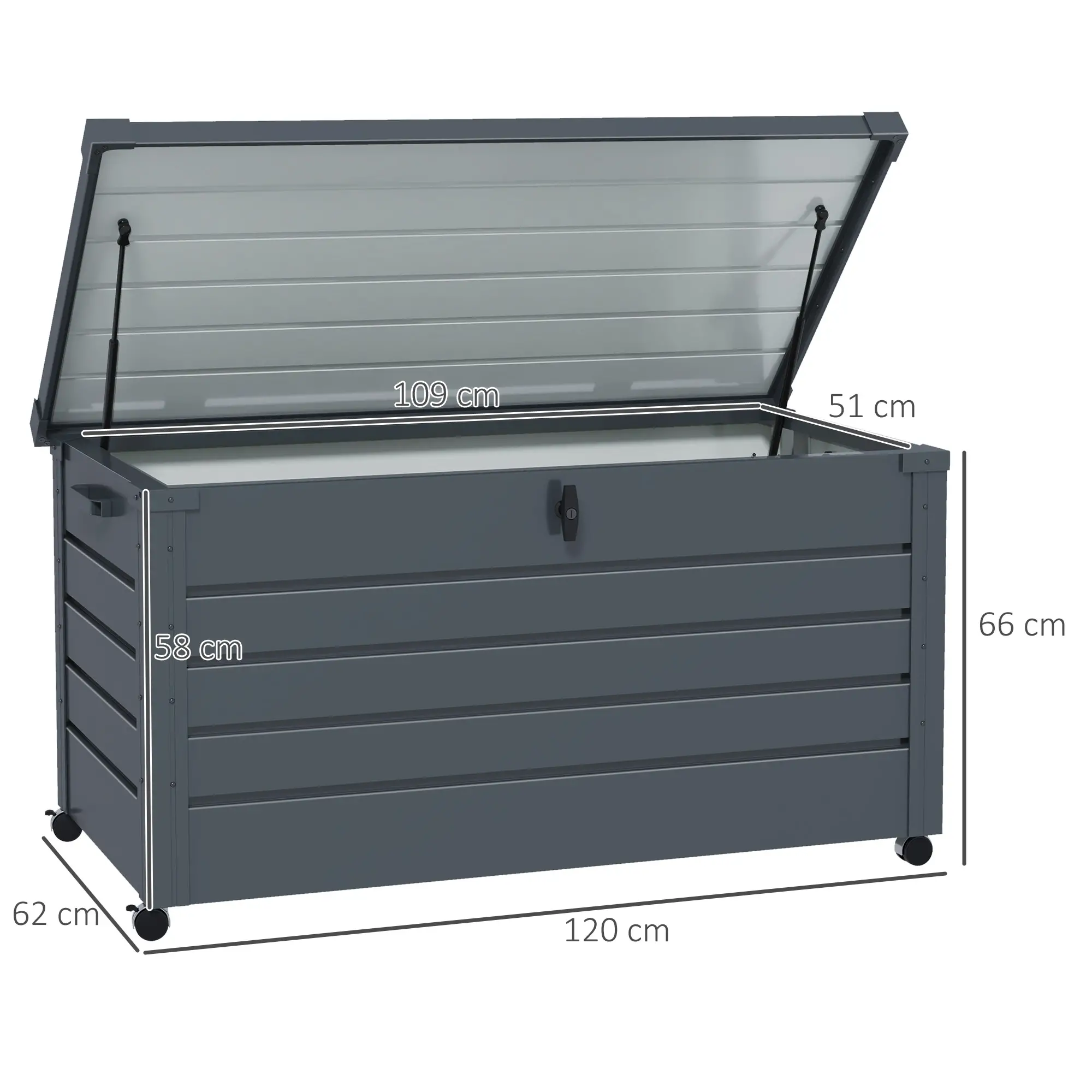 Outsunny 311L Steel Garden Storage Box, Dark Grey - Image 3