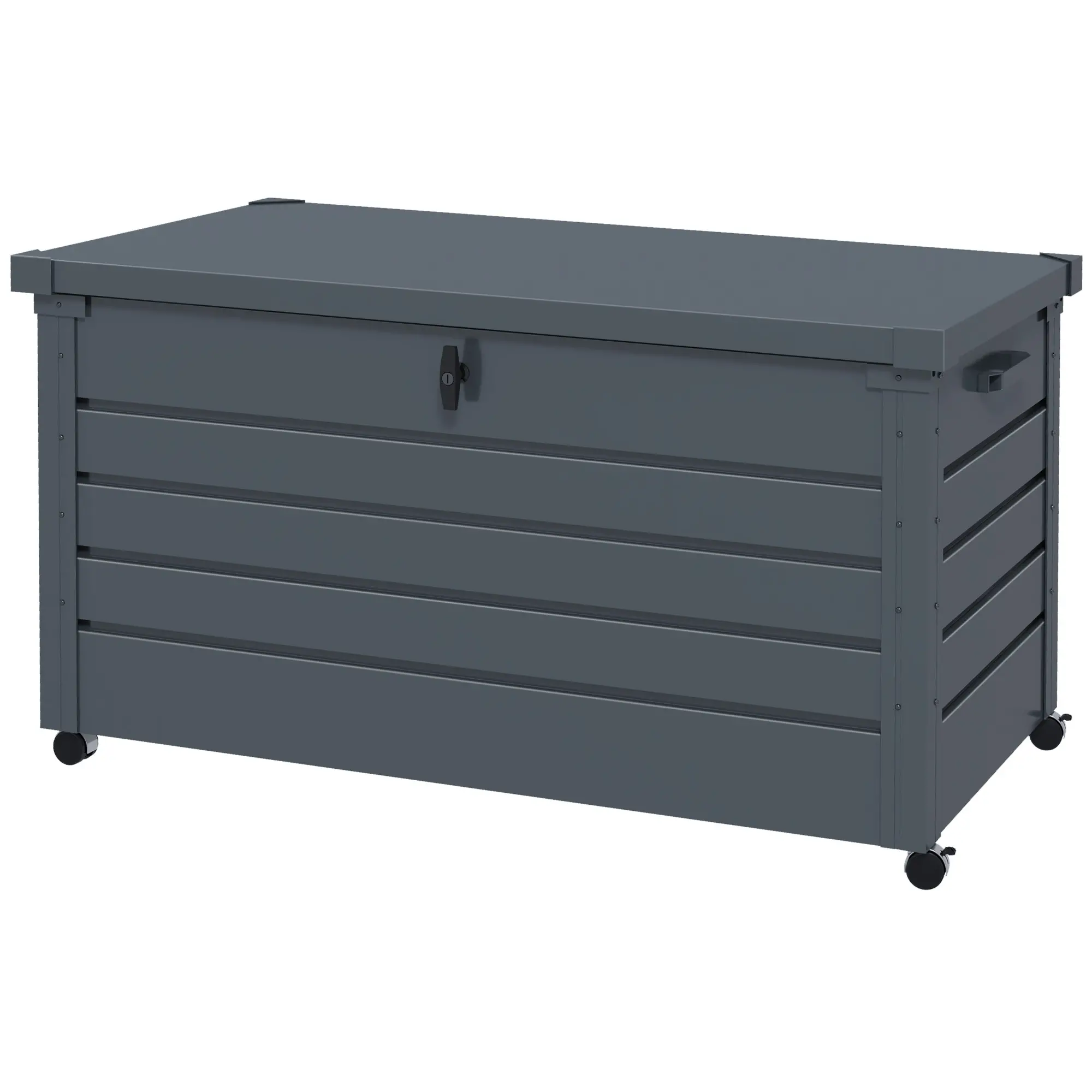 Outsunny 311L Steel Garden Storage Box, Dark Grey - Image 12