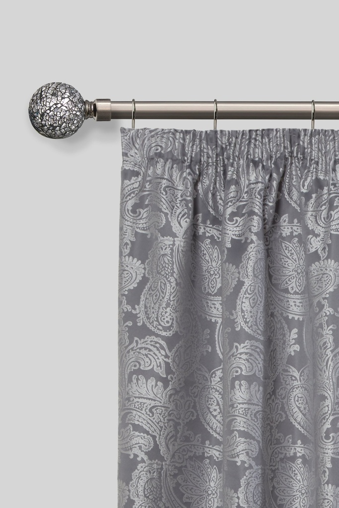 Mirrored - Extendable Curtain Pole in Black Silk (With rings) - Image 2