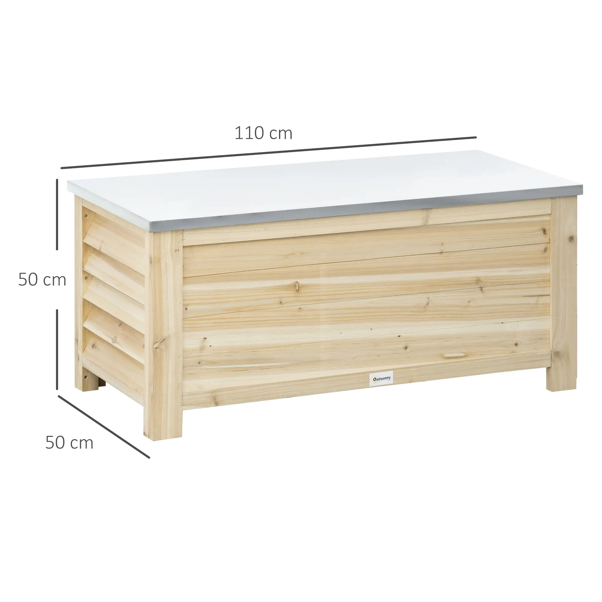 Outsunny 155L Wooden Garden Storage Box, Natural - Image 3