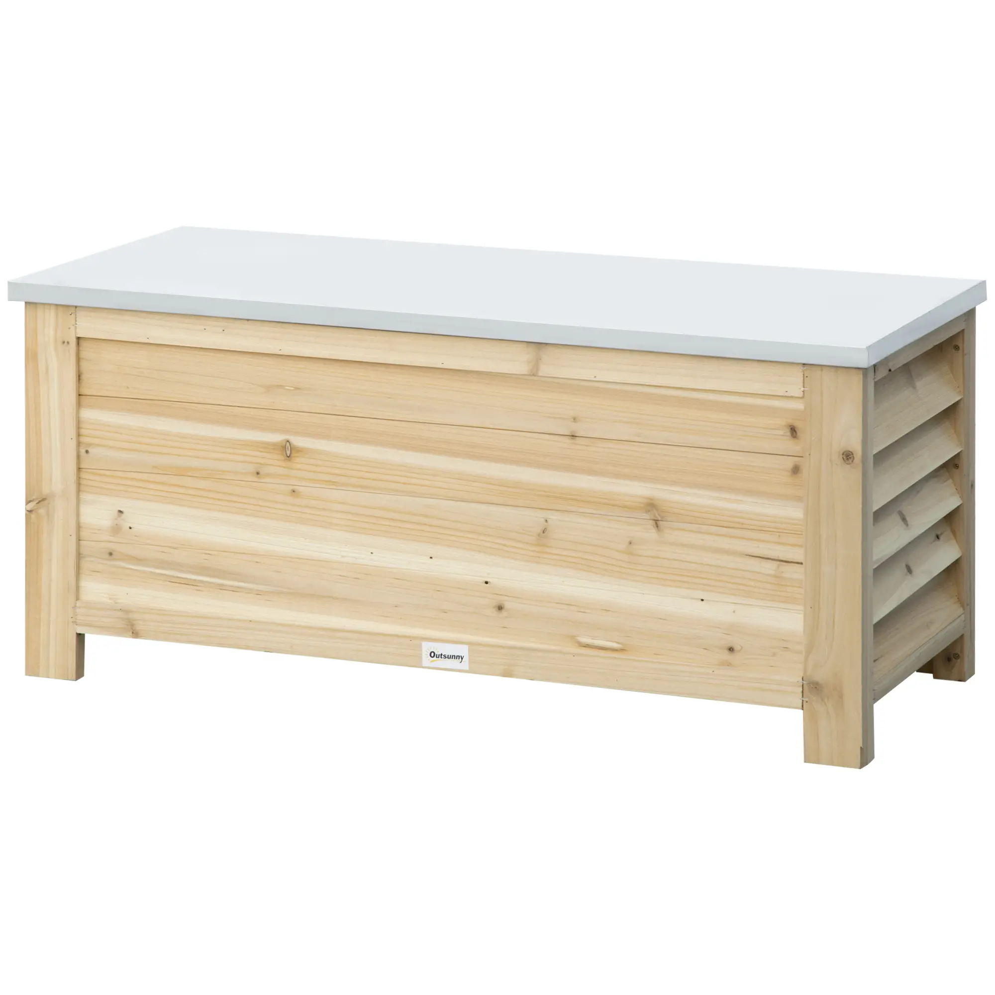 Outsunny 155L Wooden Garden Storage Box, Natural - Image 11