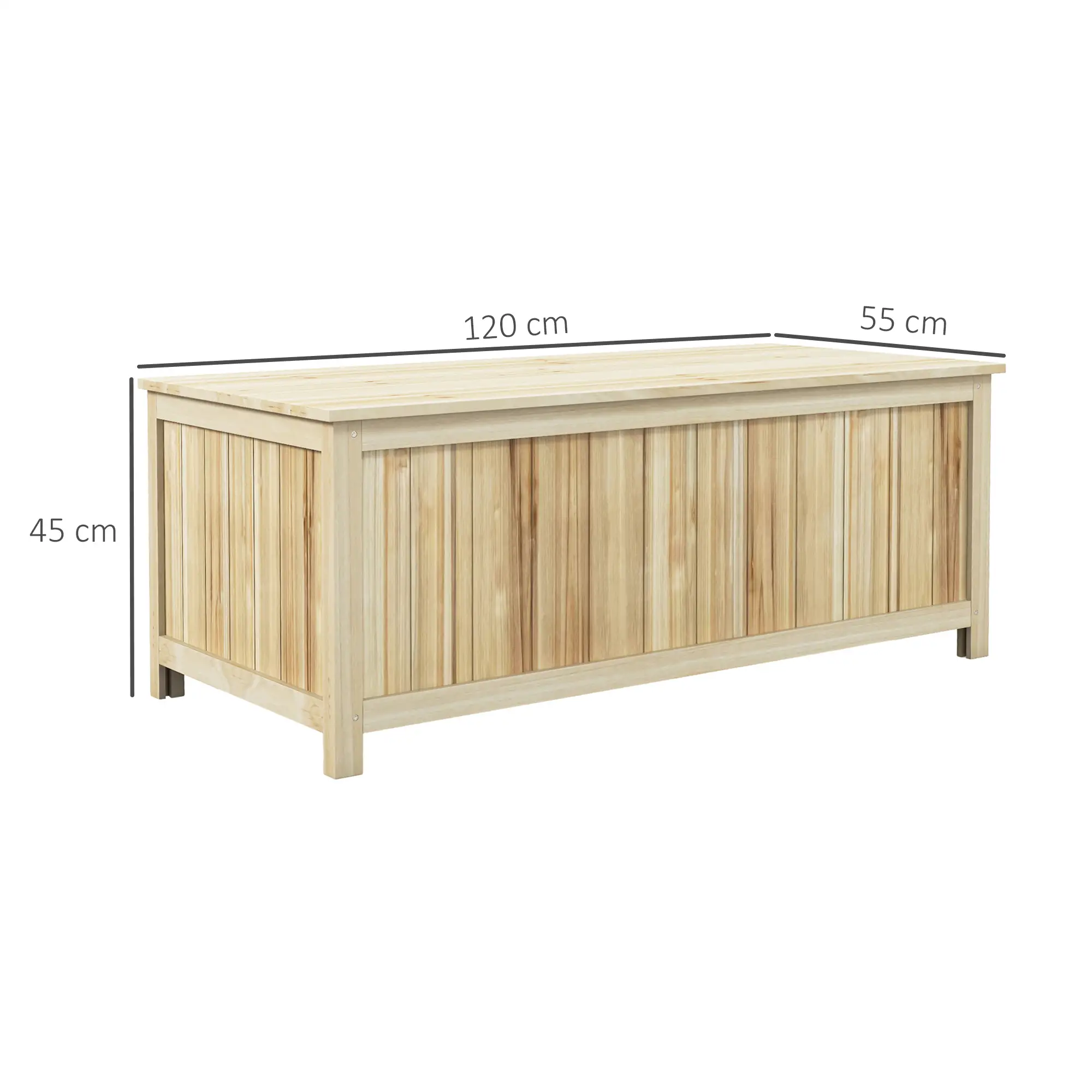 Outsunny 172L Wooden Garden Storage Box, Natural - Image 3
