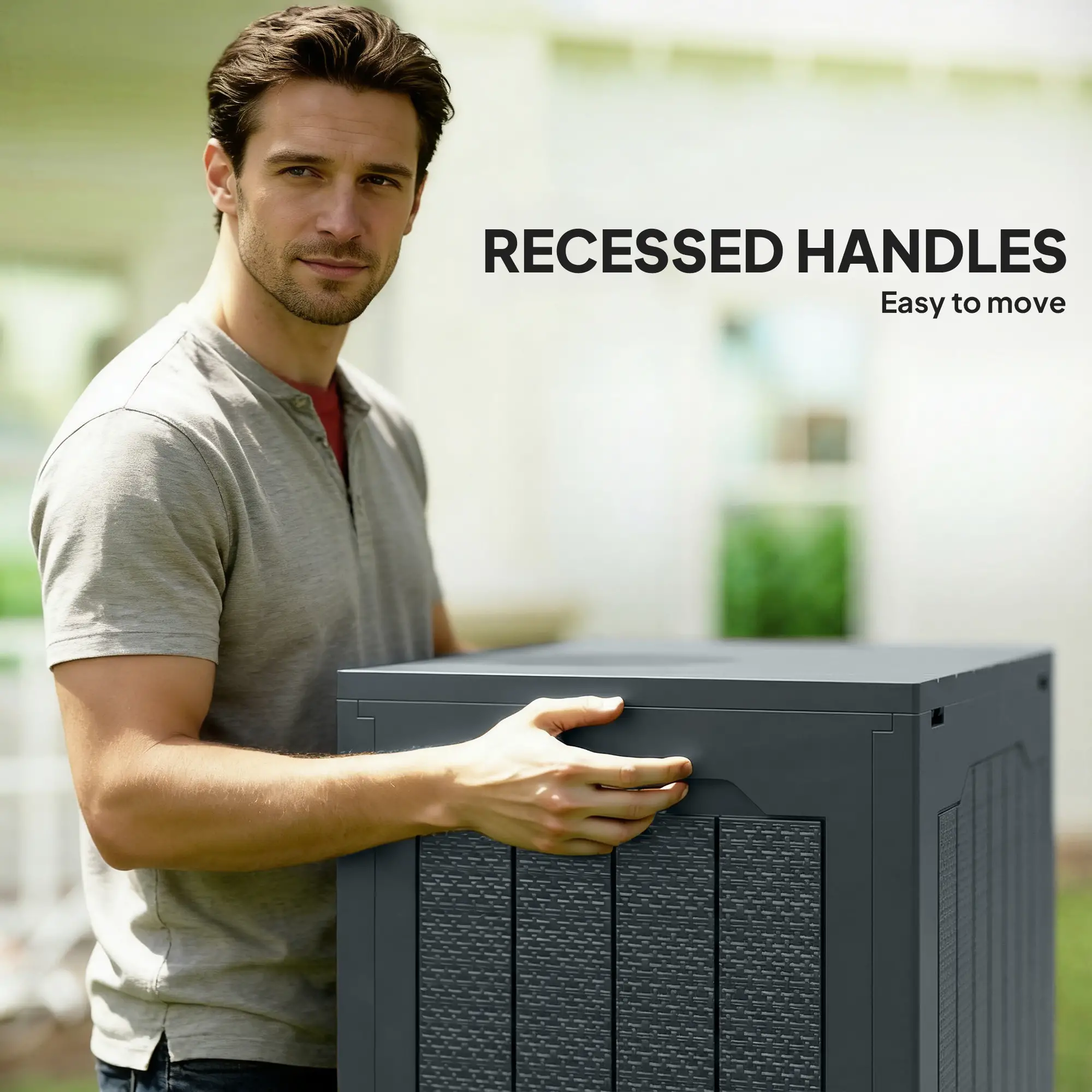 Outsunny 97L Plastic Garden Storage Box, Dark Grey - Image 5
