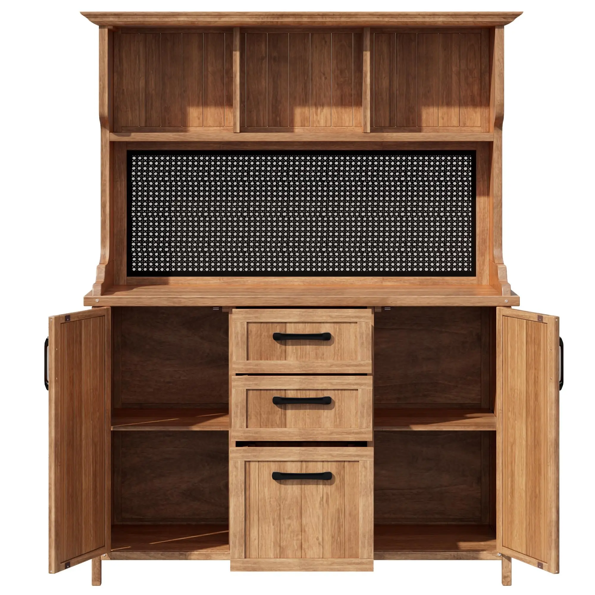 120 x 50 x 185cm Wooden Garden Cabinet with Pegboard, Natural - Image 2