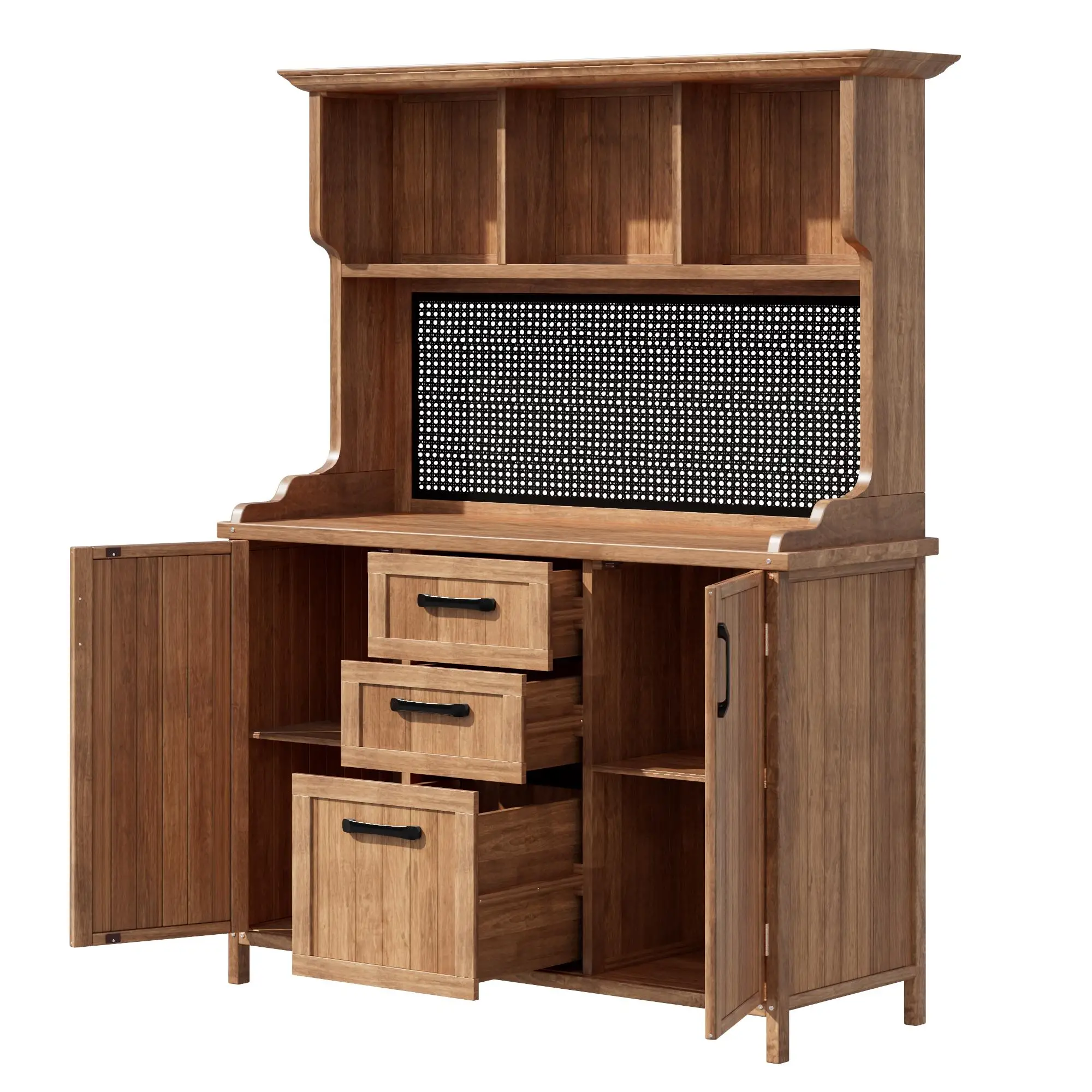 120 x 50 x 185cm Wooden Garden Cabinet with Pegboard, Natural - Image 13