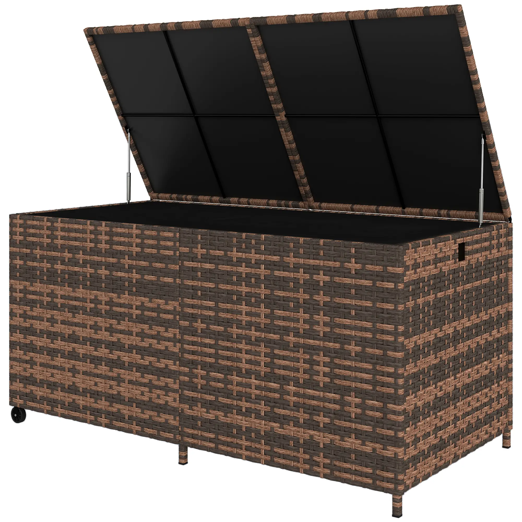 Outsunny 650L Rattan Garden Storage Box, Mixed Brown - Image 11