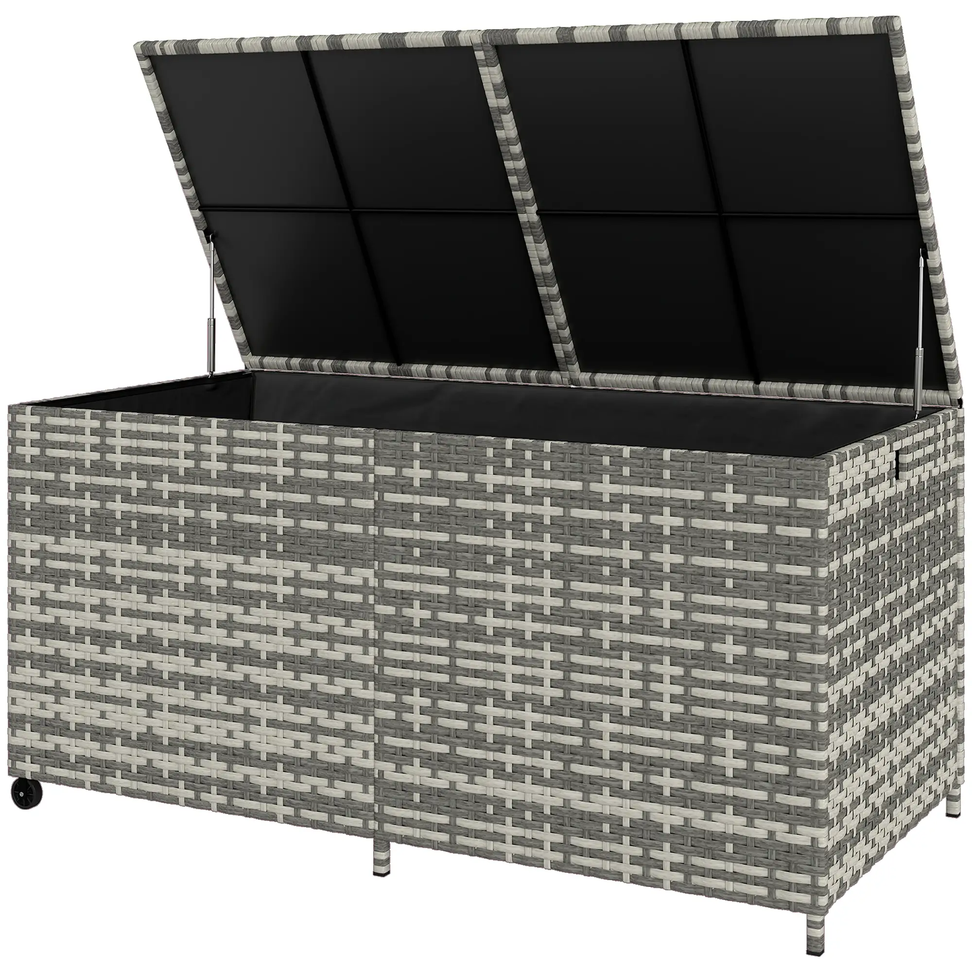 Outsunny 650L Rattan Garden Storage Box, Mixed Grey - Image 11