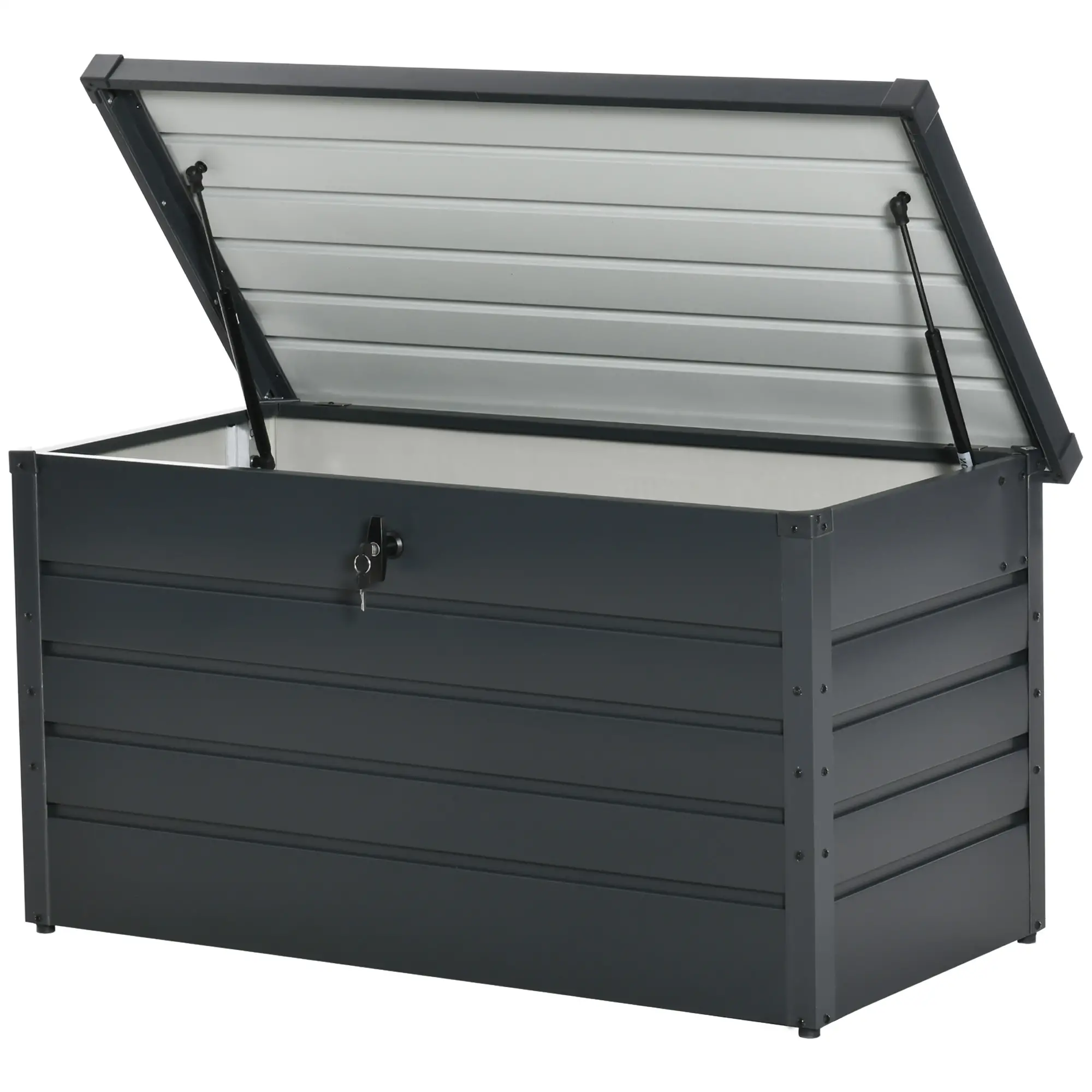 Outsunny 311L Steel Garden Storage Box, Dark Grey - Image 11
