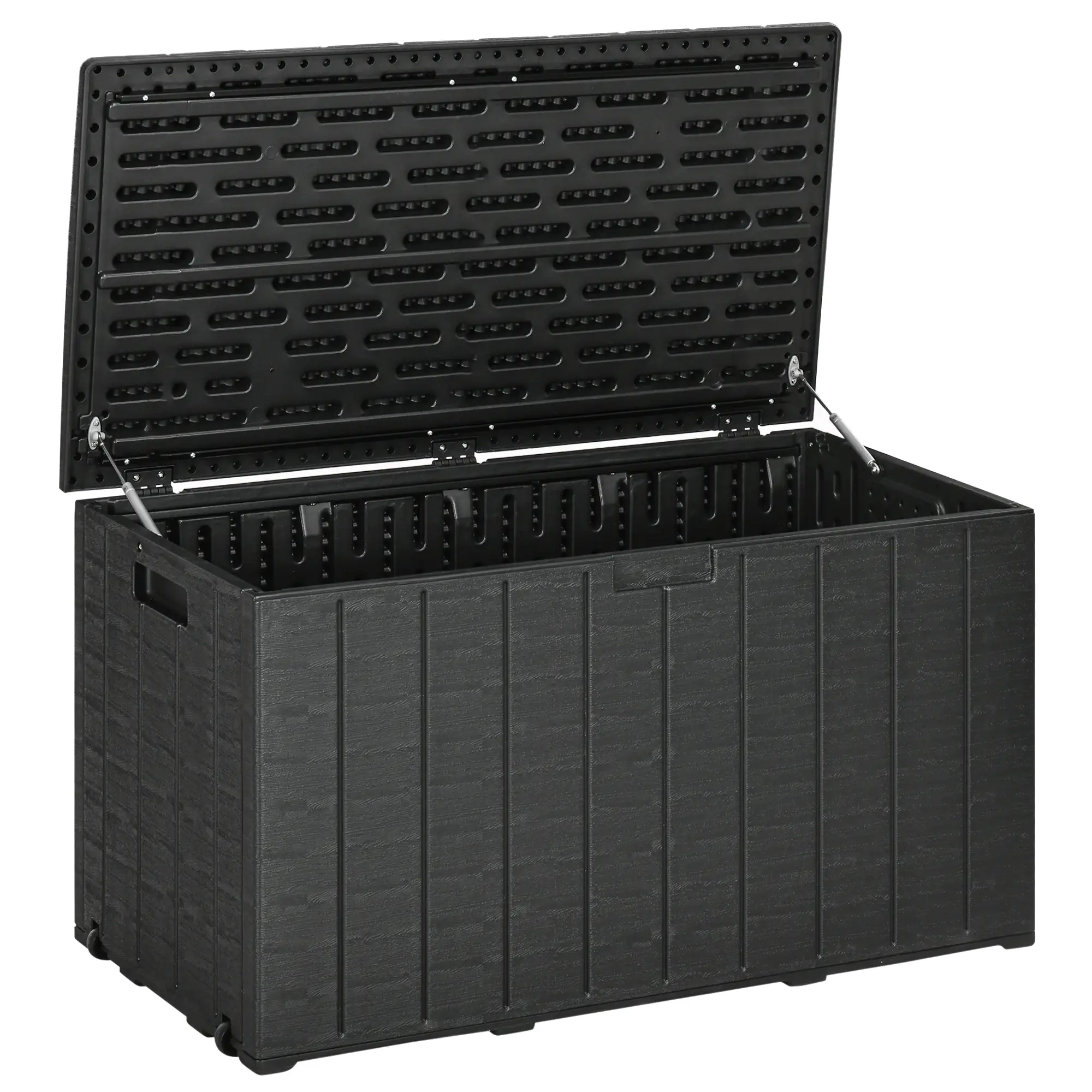 Outsunny 366L Plastic Garden Storage Box, Black - Image 12