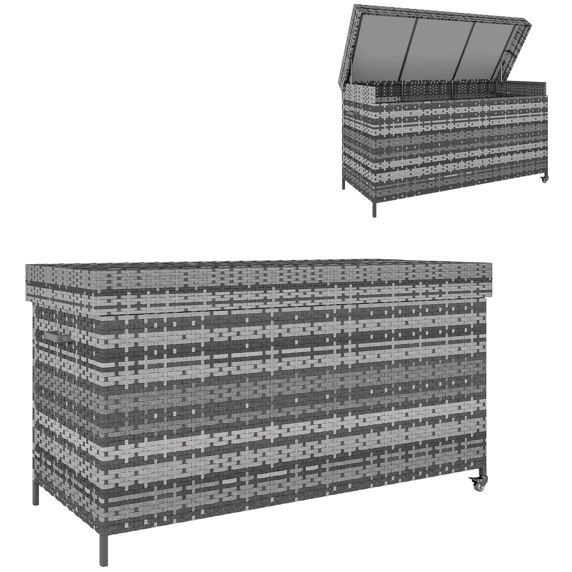 Outsunny 627L Rattan Garden Storage Box, Dark Grey - Image 11