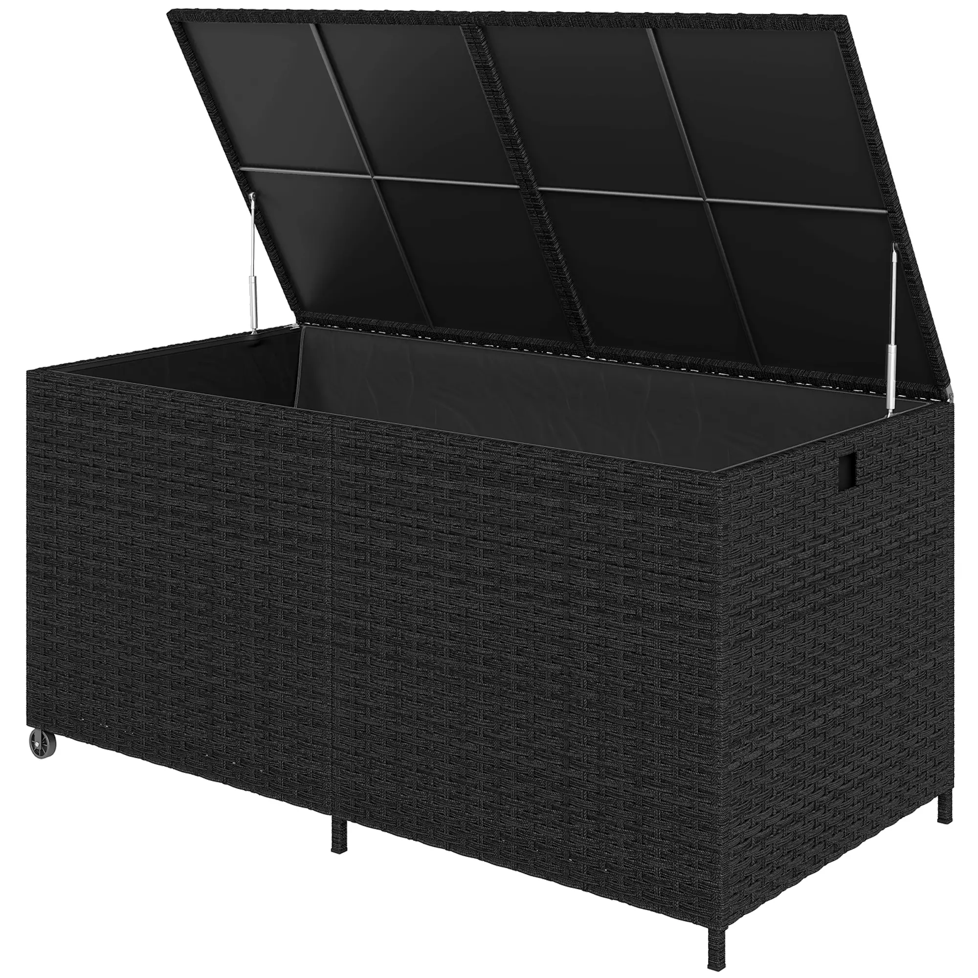 Outsunny 650L Rattan Garden Storage Box, Black - Image 11