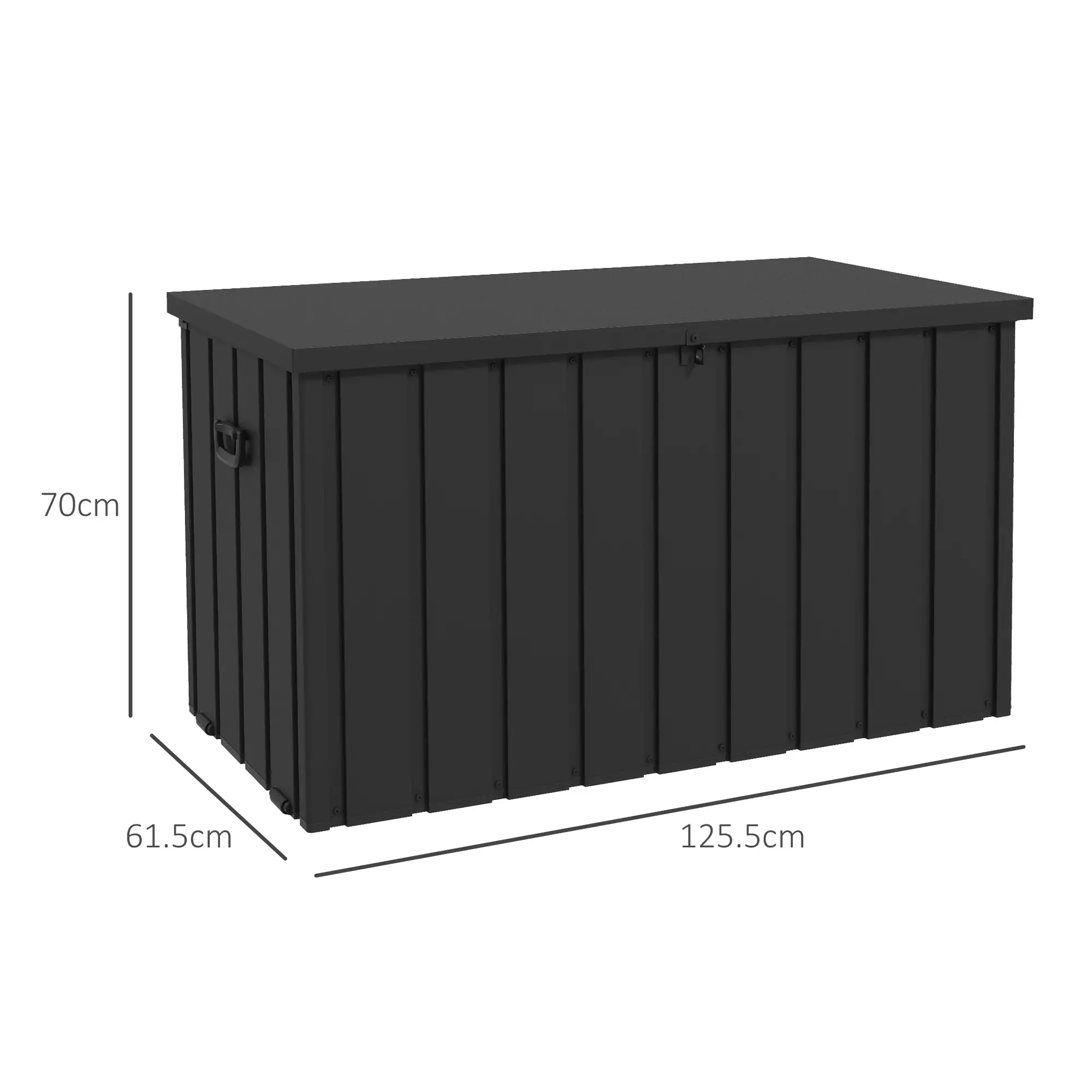 Outsunny 450L Steel Garden Storage Box, Dark Grey - Image 3