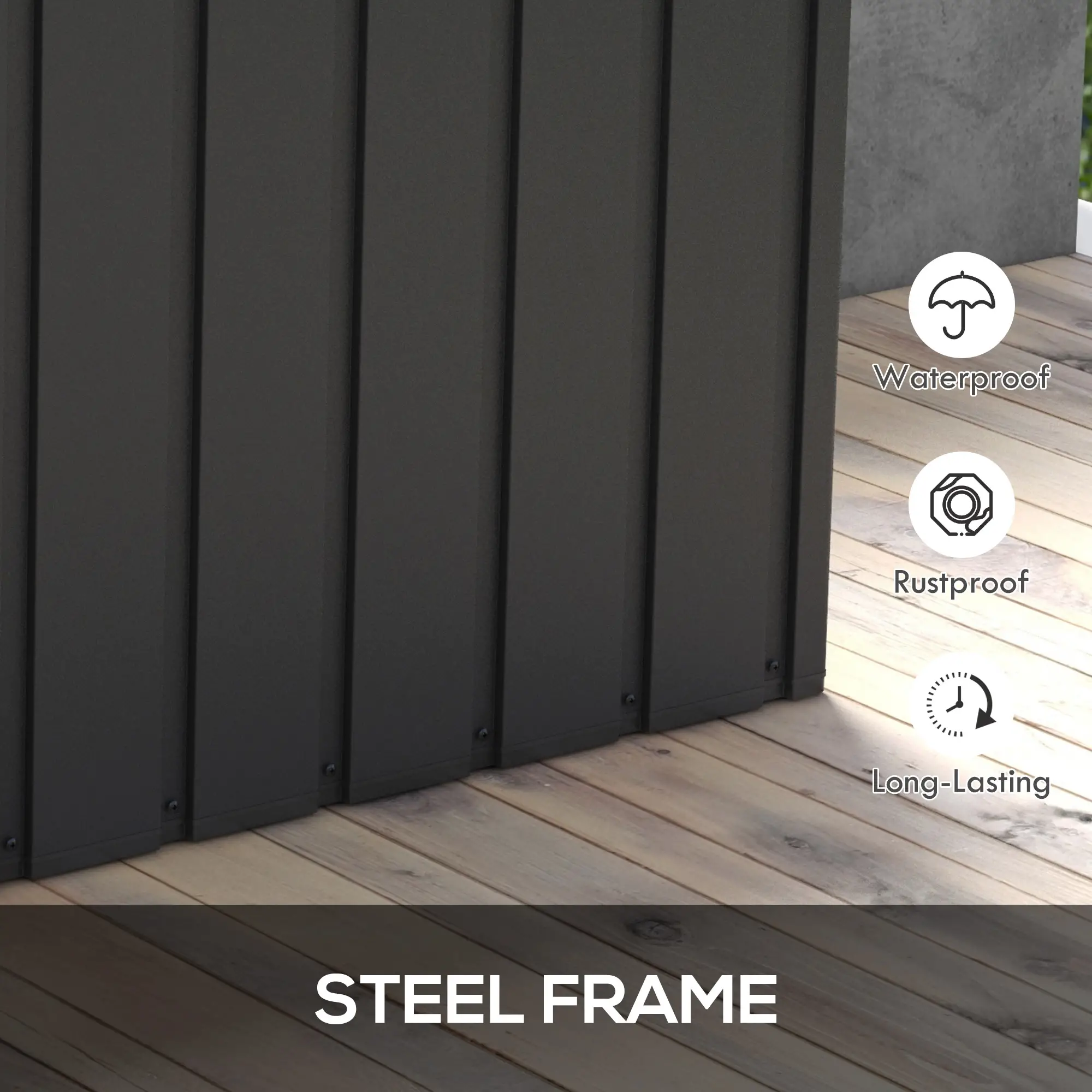 Outsunny 450L Steel Garden Storage Box, Dark Grey - Image 5