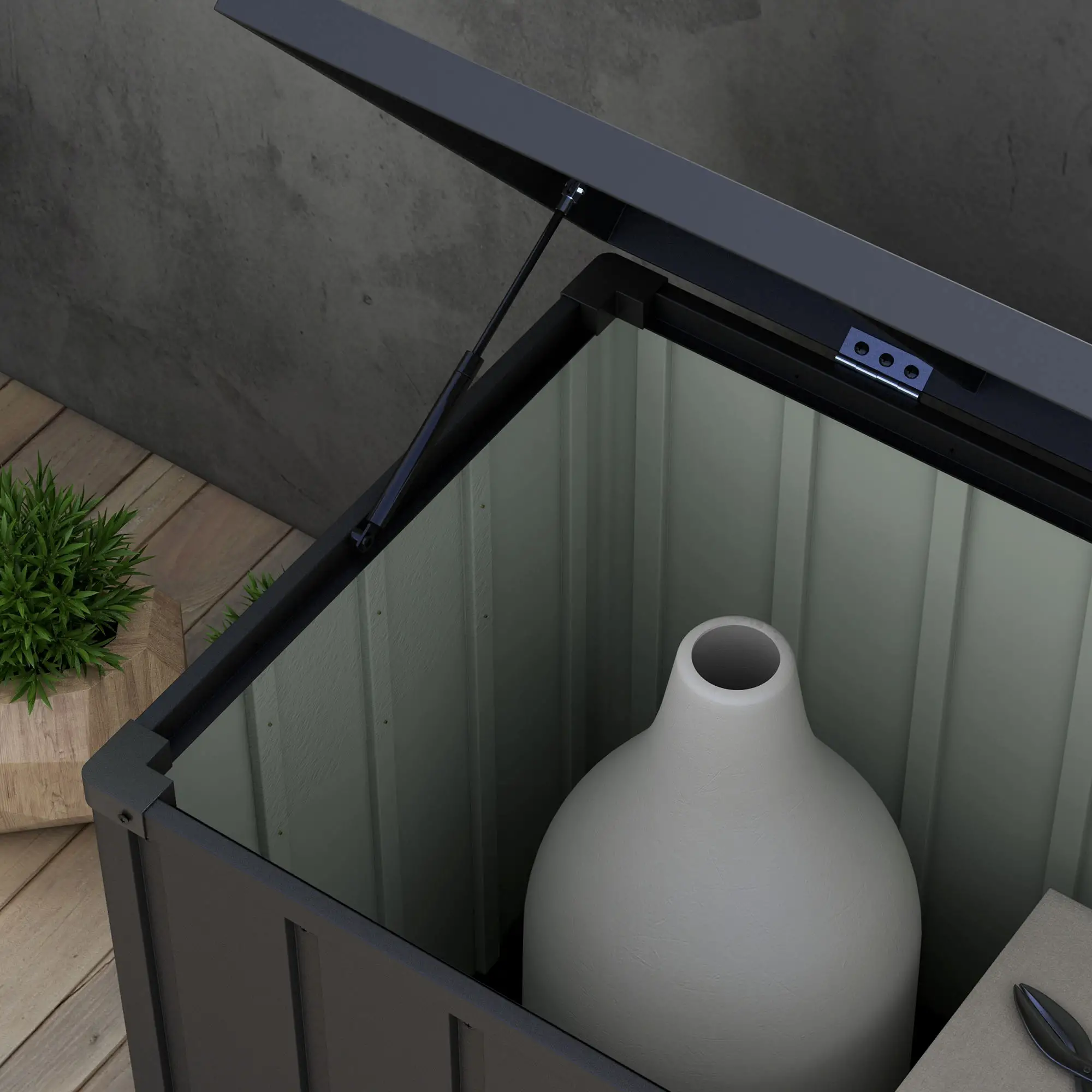 Outsunny 450L Steel Garden Storage Box, Dark Grey - Image 9