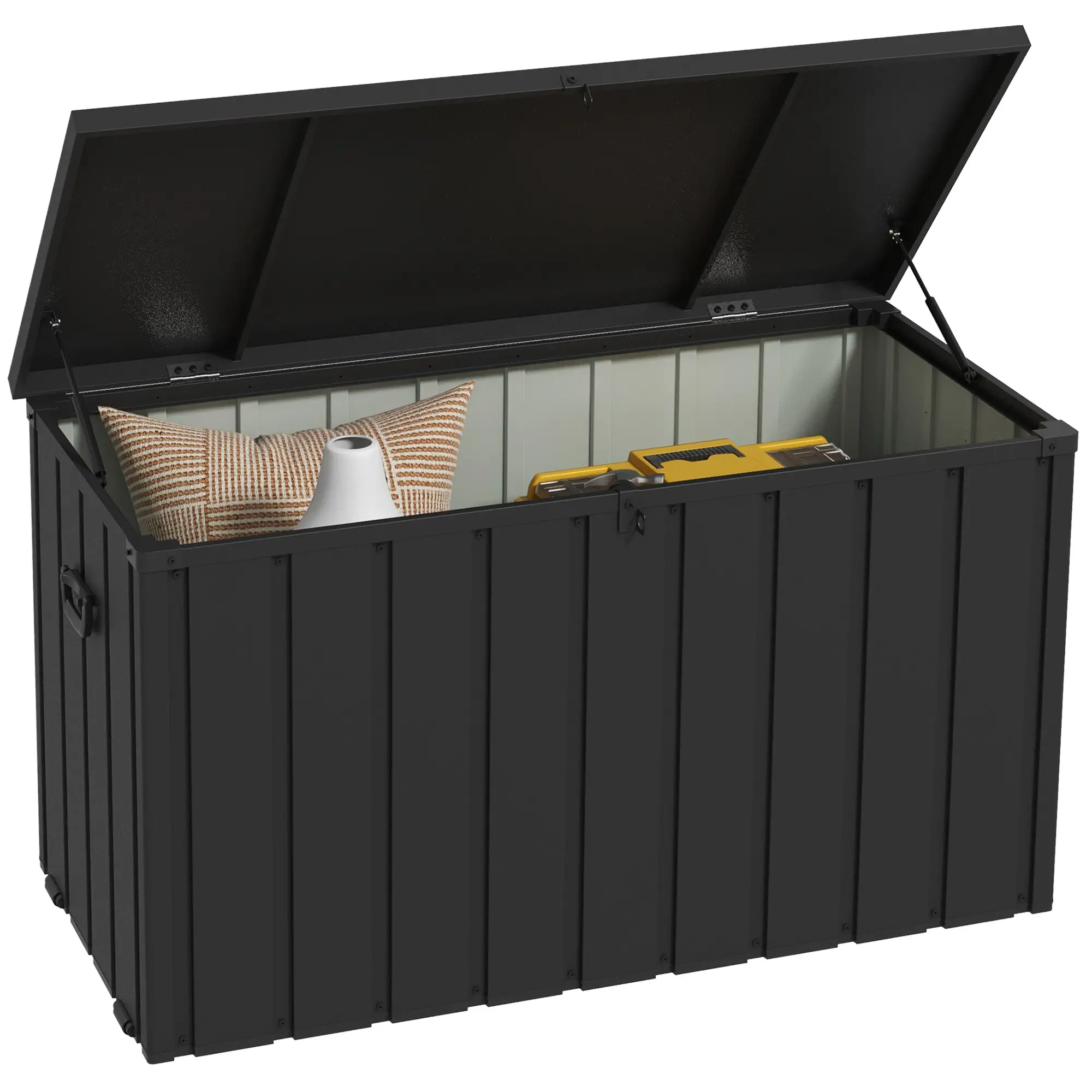 Outsunny 450L Steel Garden Storage Box, Dark Grey - Image 11