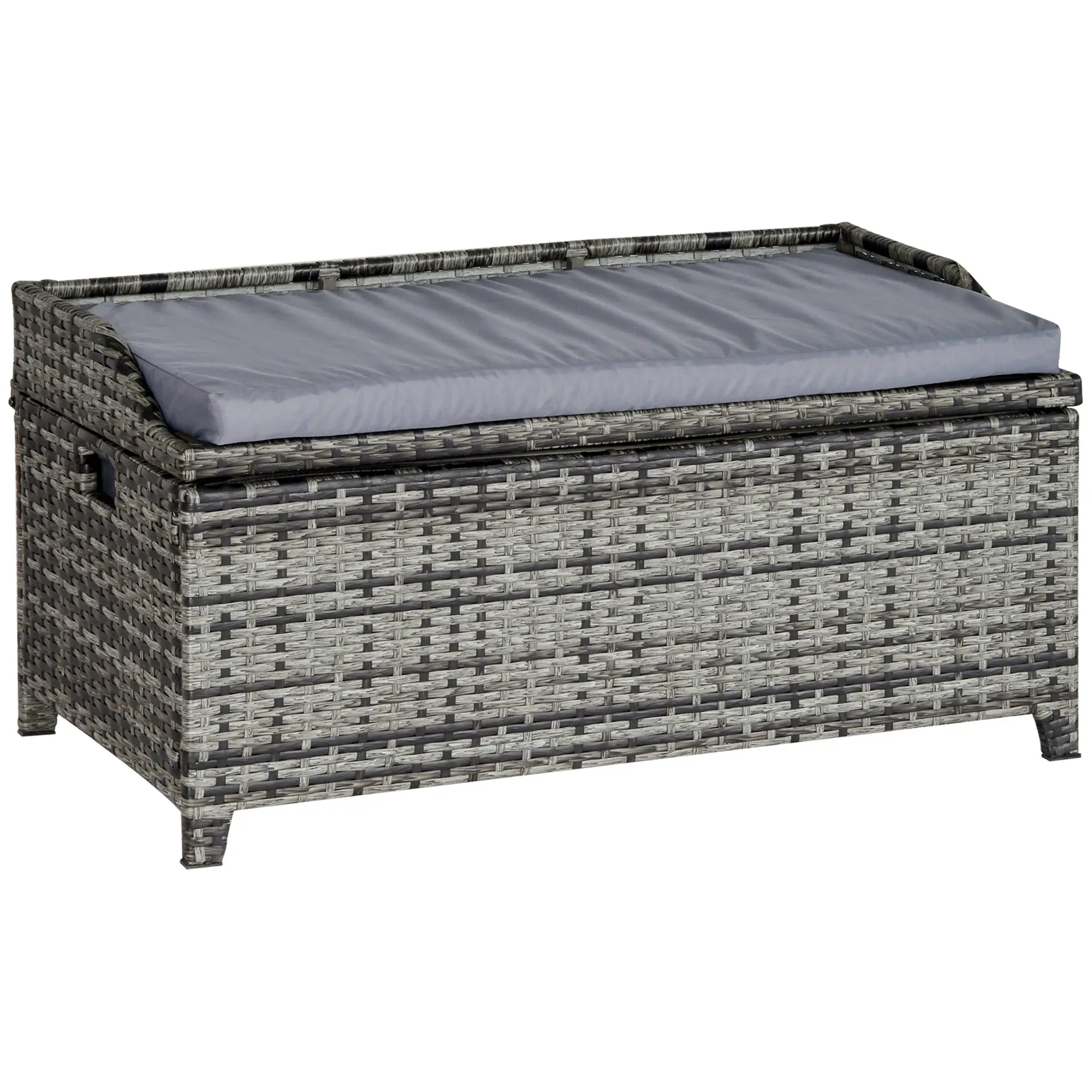 Outsunny 130L Rattan Garden Storage Box, Mixed Grey - Image 11