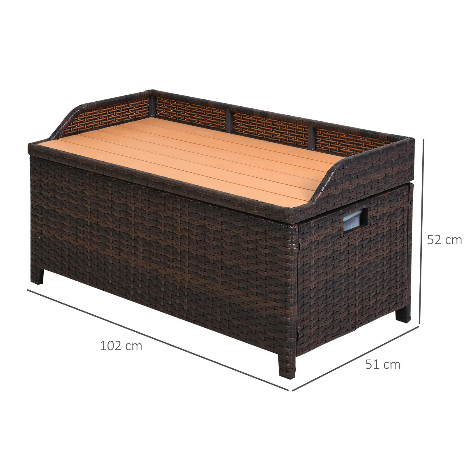 Outsunny 130L Rattan Garden Storage Box, Mixed Brown - Image 3